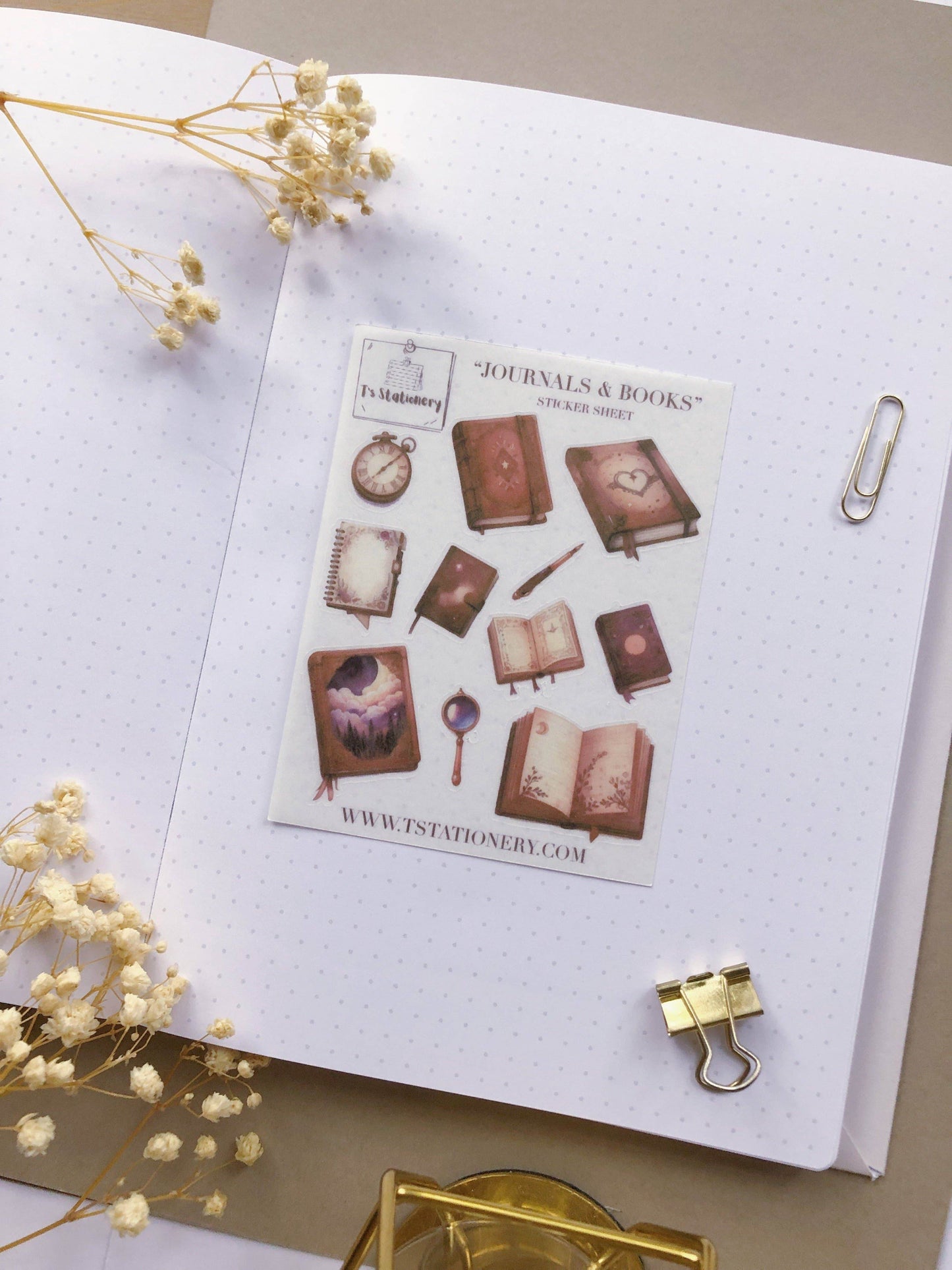 T's Stationery - Washi-stickervel „Books & Journals” - The Dreamer's Bookshop.