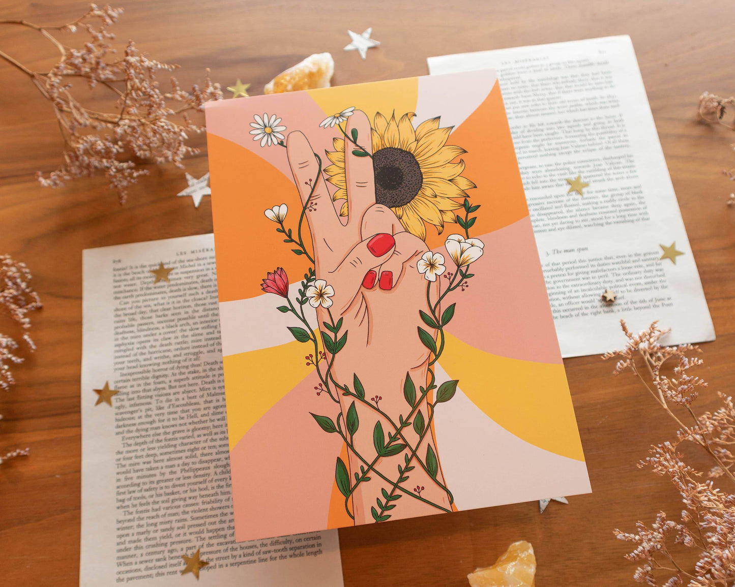 Basically Britt - Peace Sign Print A5 with Flowers - Make Peace - The Dreamer's Bookshop.