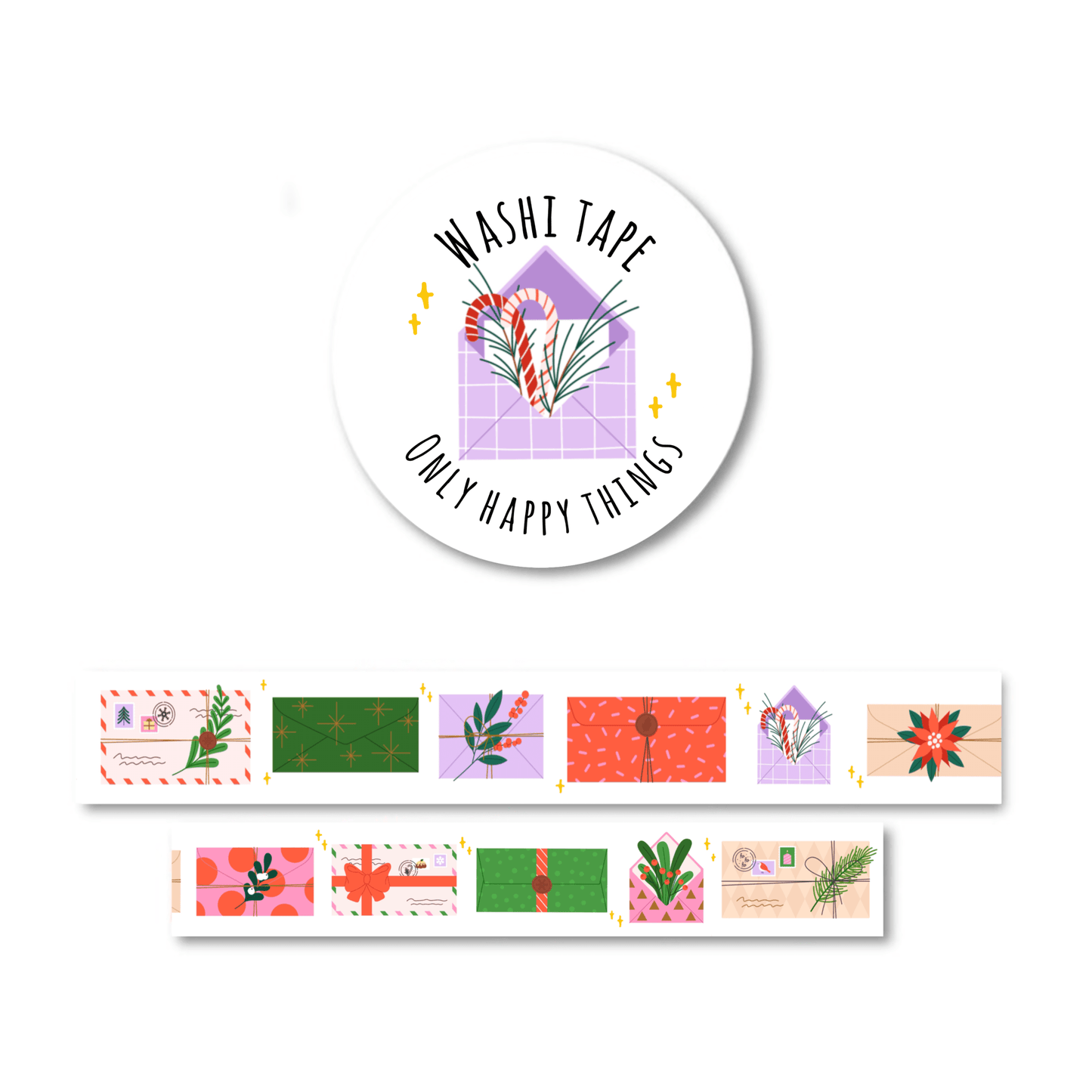 Only Happy Things Stationery - Washi tape kerstletters - The Dreamer's Bookshop.