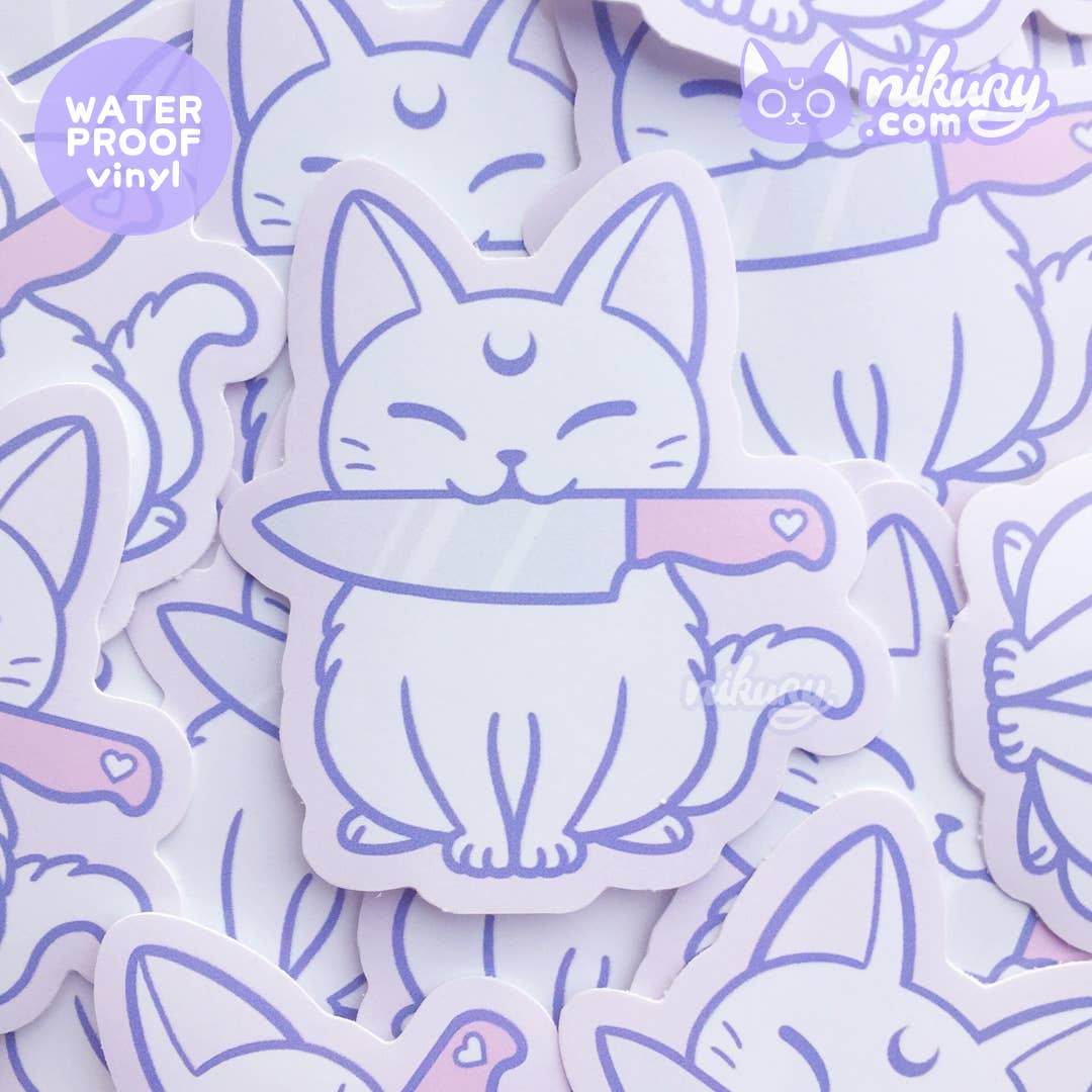 Nikury - White Meowgic | Protect Cat Vinyl Sticker - The Dreamer's Bookshop.