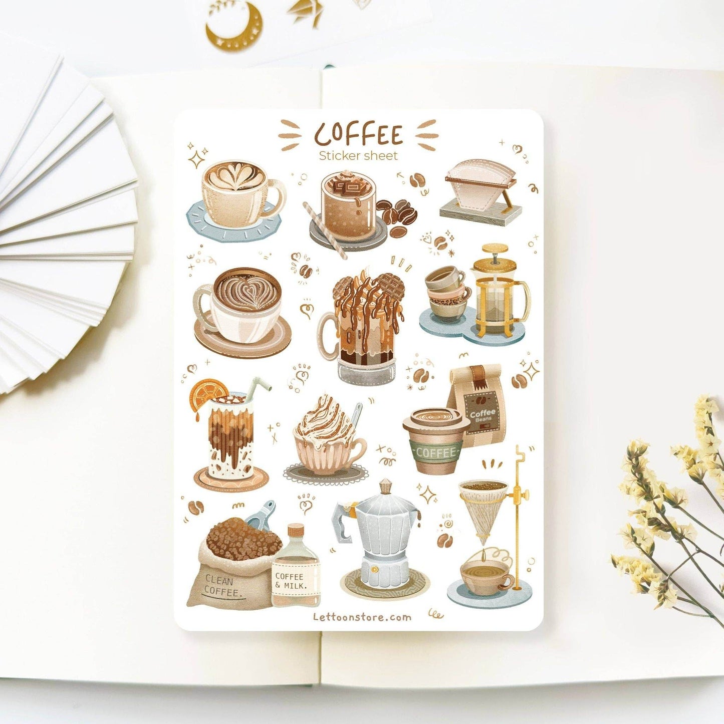 LETTOOn - Stickervel - Koffie - The Dreamer's Bookshop.