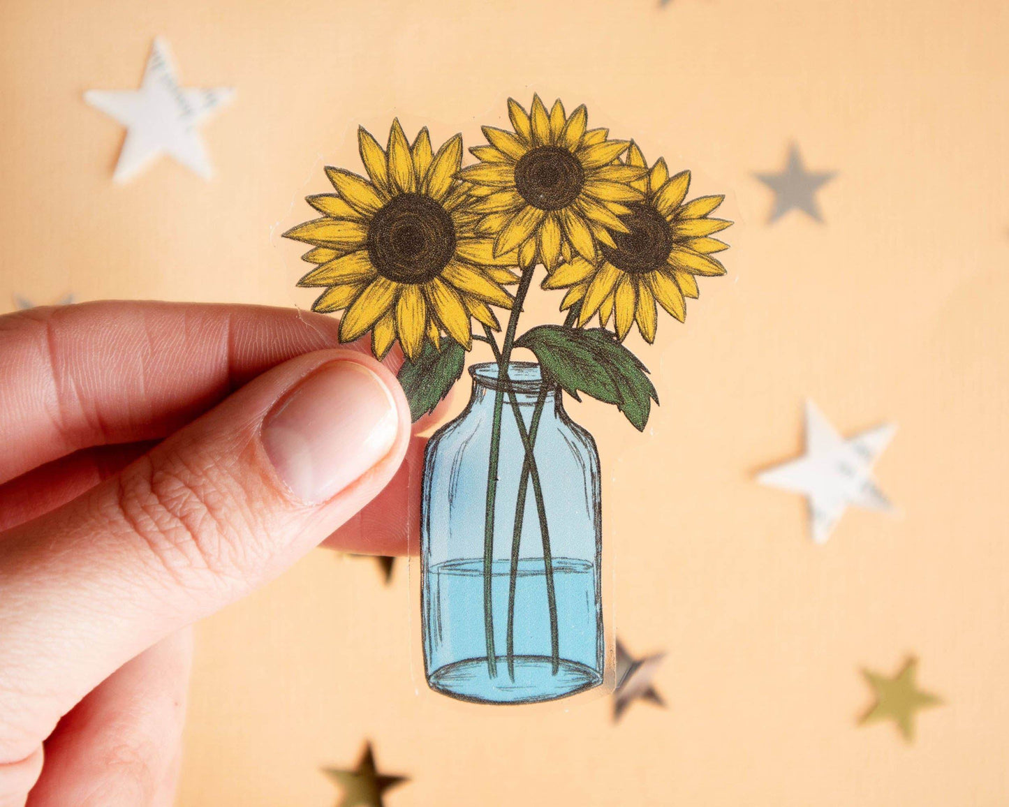 Basically Britt - Sunflowers Transparent Vinyl Sticker - The Dreamer's Bookshop.