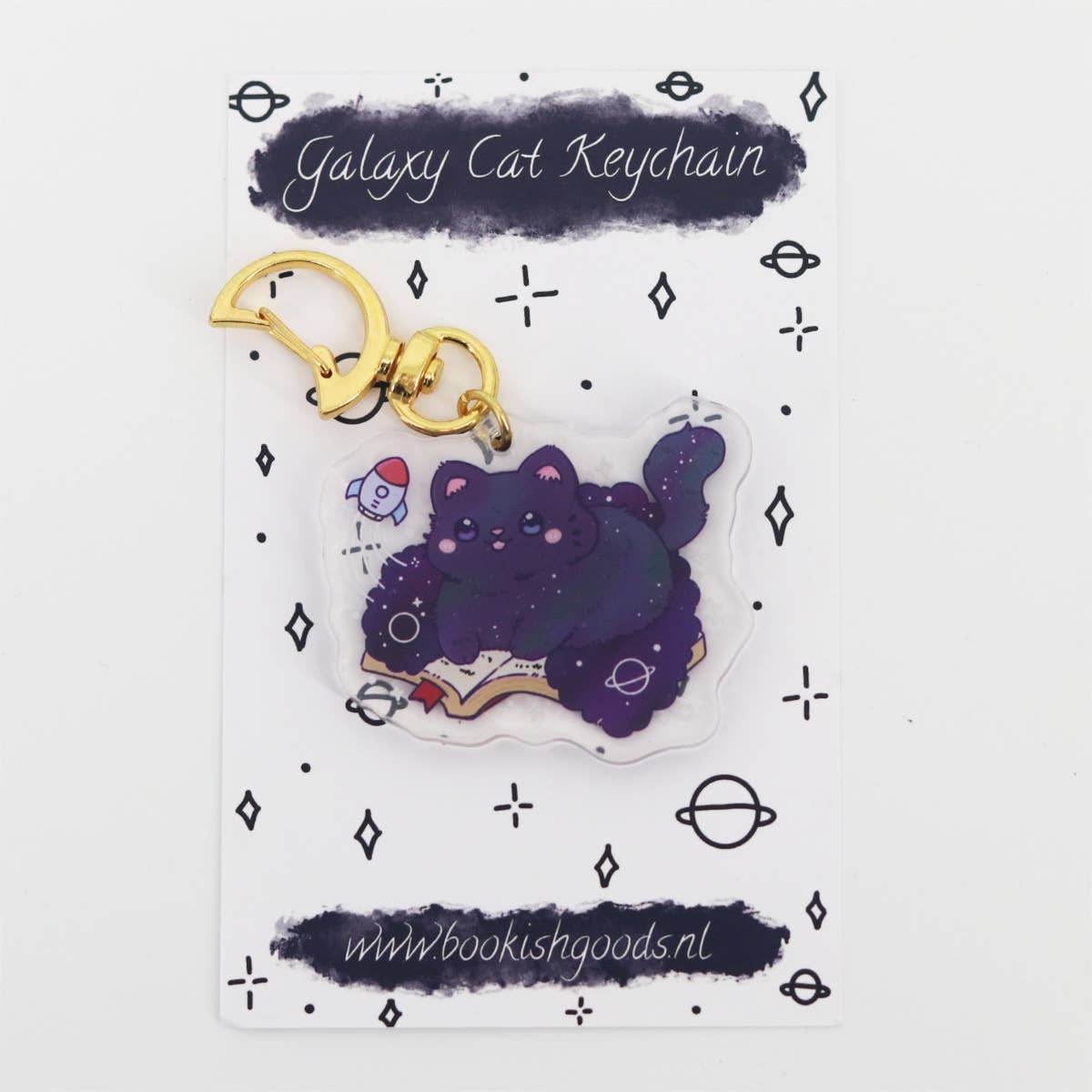 Bookish Goods - Sleutelhanger Acryl Galaxy Cat - The Dreamer's Bookshop.