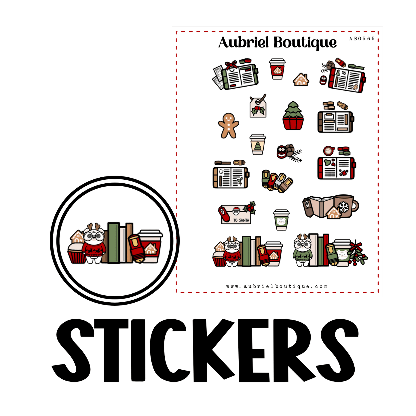 AubrielBoutique - Stickers voor Kerstmis, planner — AB0565 - The Dreamer's Bookshop.