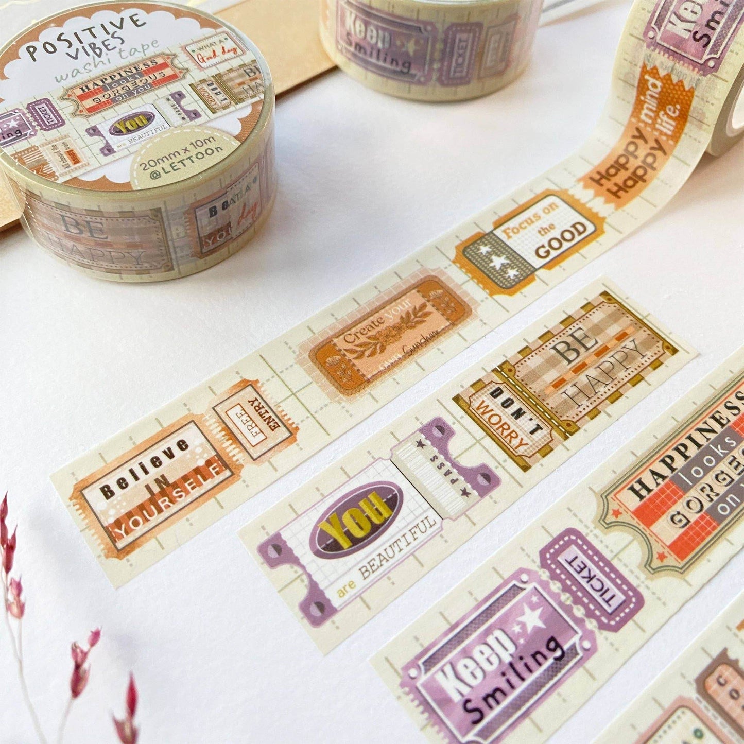 LETTOOn - Washi Tape - Positive Vibes - The Dreamer's Bookshop.