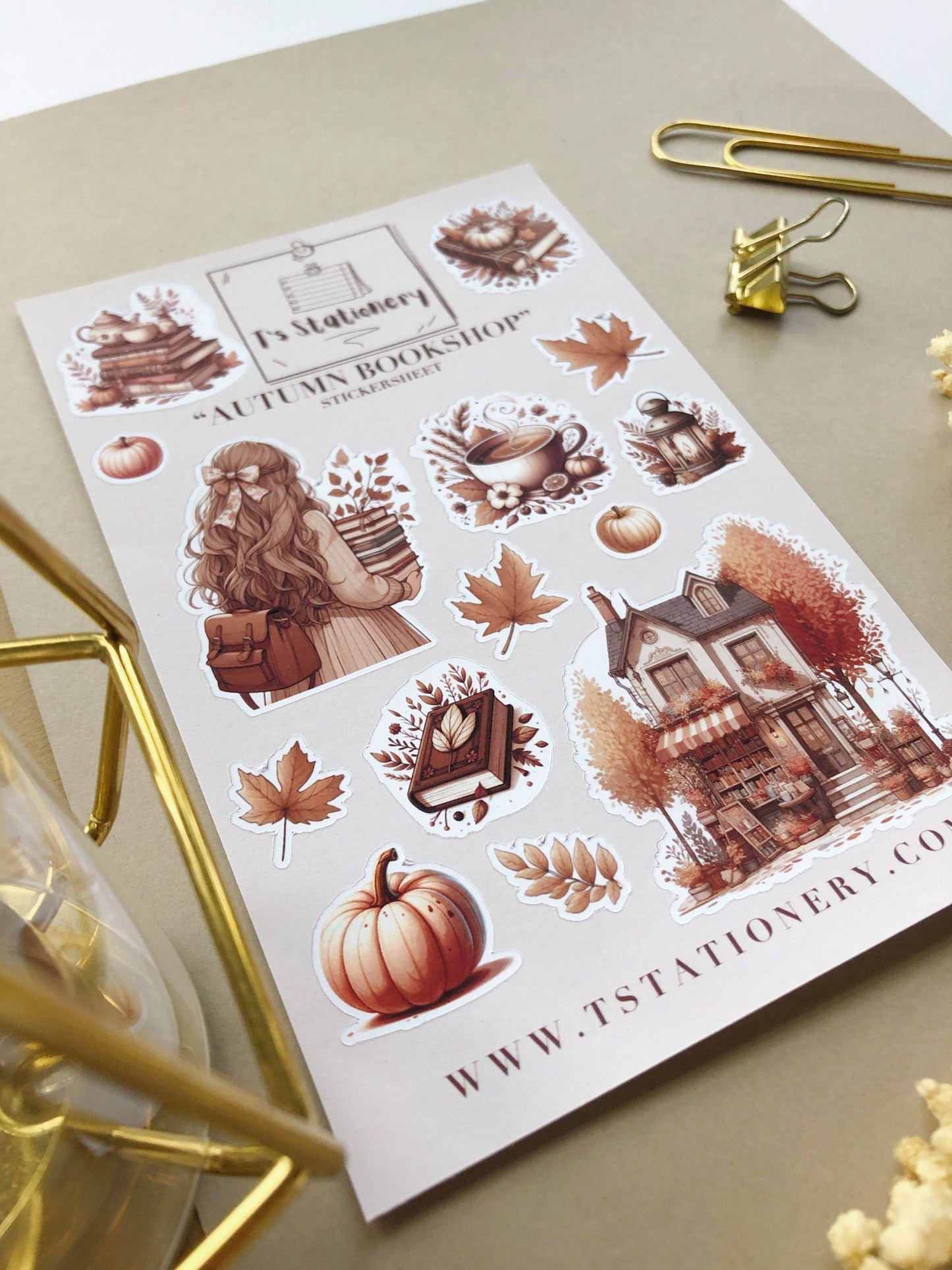 T's Stationery - Stickervel „Autumn Bookshop” - The Dreamer's Bookshop.