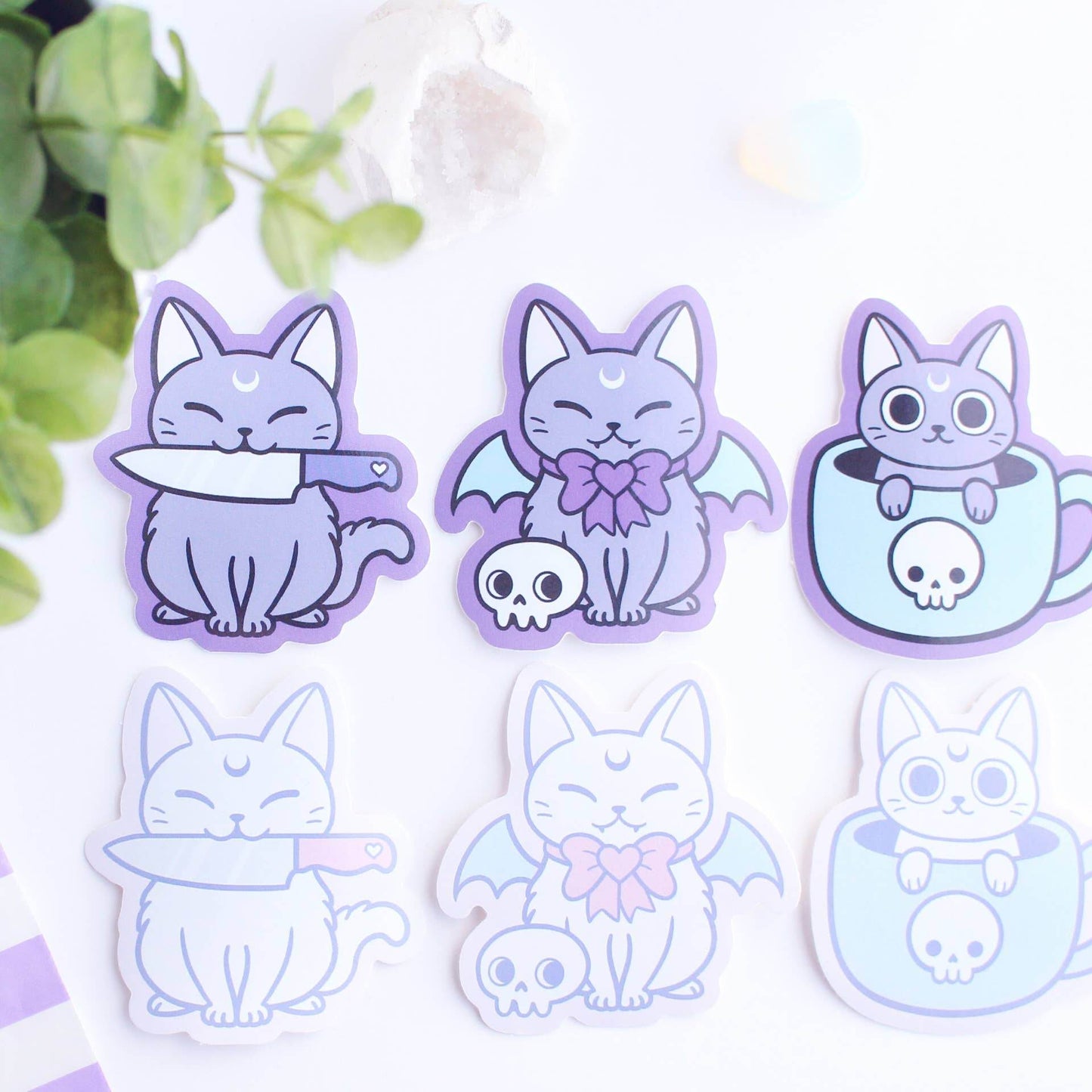 Nikury - White Meowgic | Protect Cat Vinyl Sticker - The Dreamer's Bookshop.