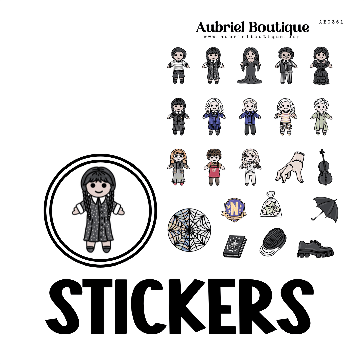 AubrielBoutique - WOENSDAG, plannerstickers — AB0361 - The Dreamer's Bookshop.
