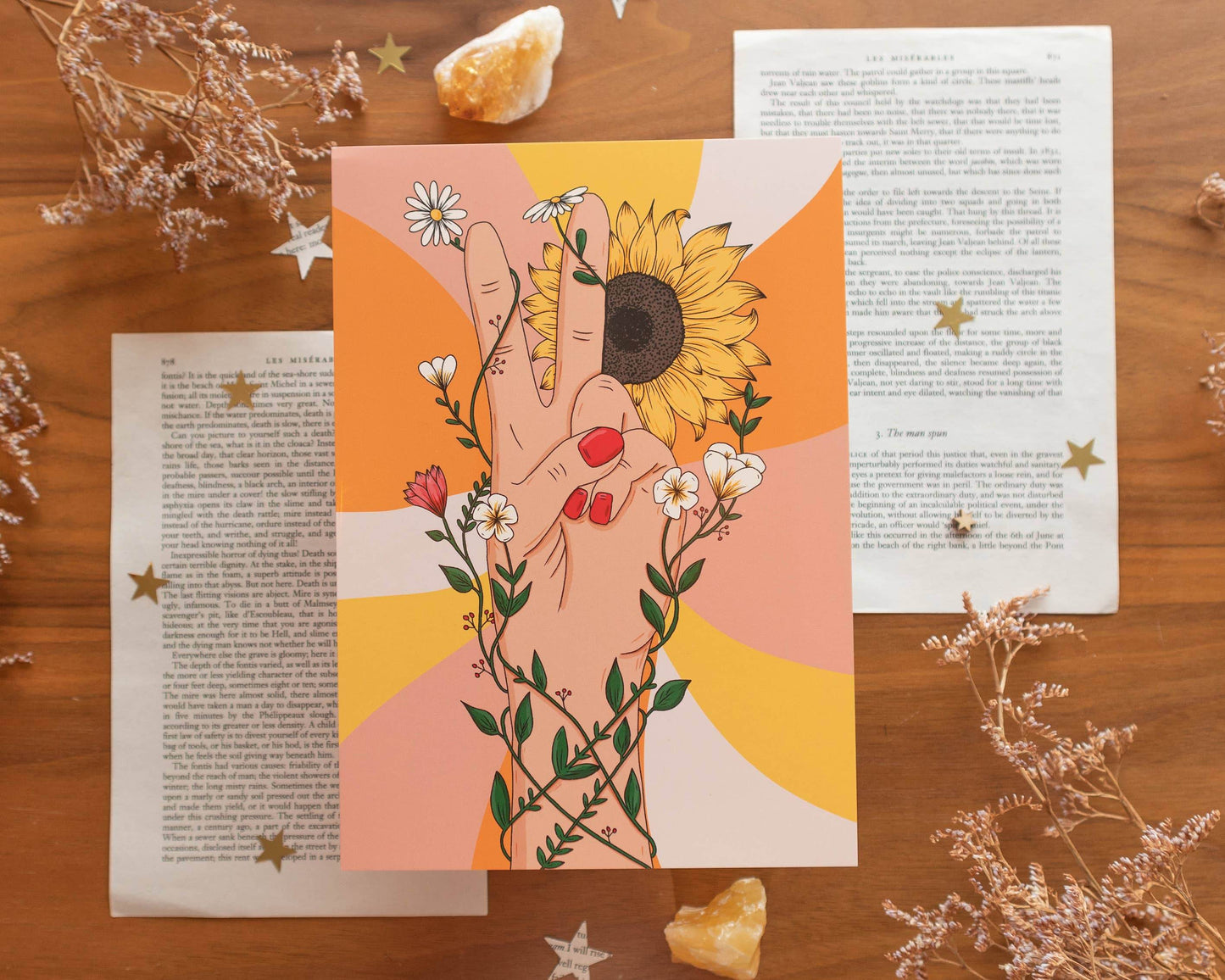 Basically Britt - Peace Sign Print A5 with Flowers - Make Peace - The Dreamer's Bookshop.