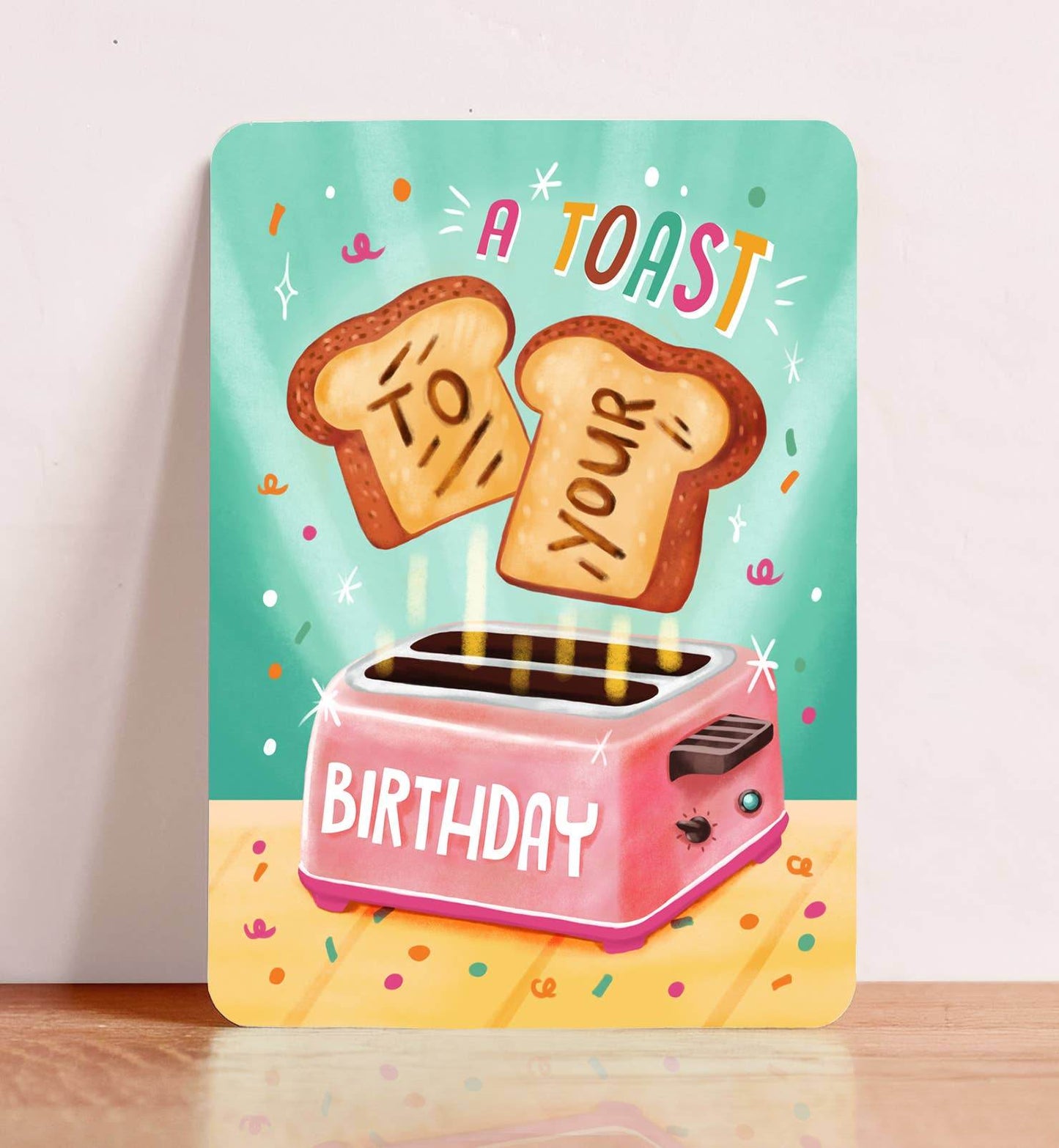 Aniet Illustration - Kaart verjaardag felicitatie toast voor je verjaardag vrouw - The Dreamer's Bookshop.