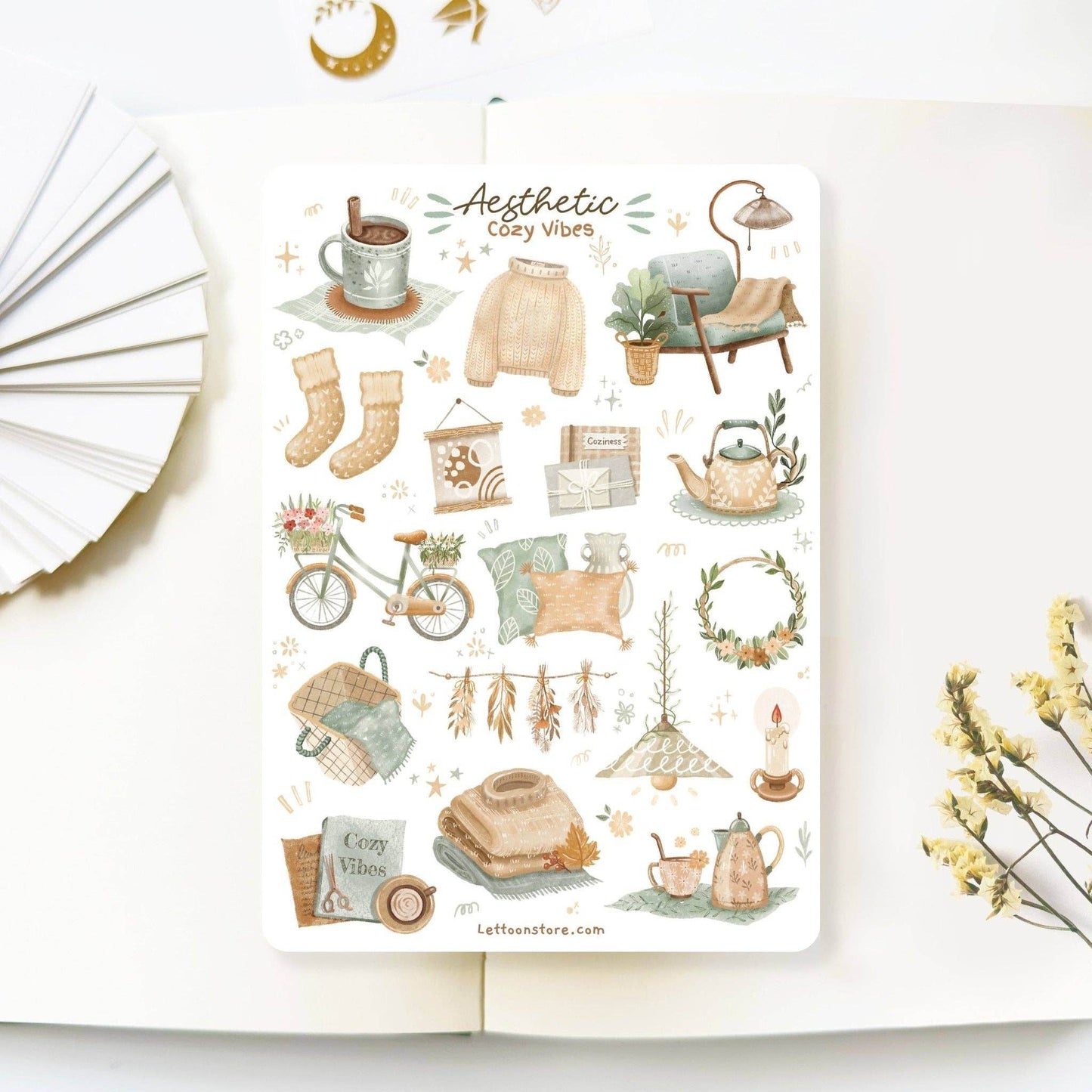 LETTOOn - Stickervel - Aesthetic Cosy Vibes - The Dreamer's Bookshop.