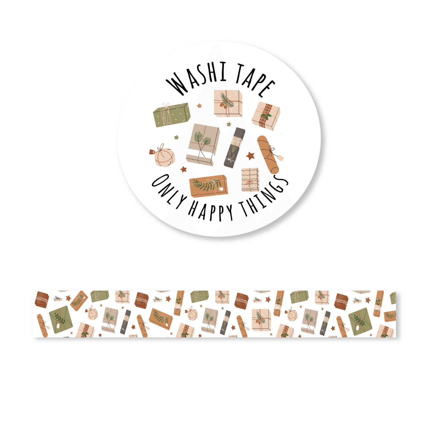 Only Happy Things Stationery - Washi tape kerstpost - The Dreamer's Bookshop.