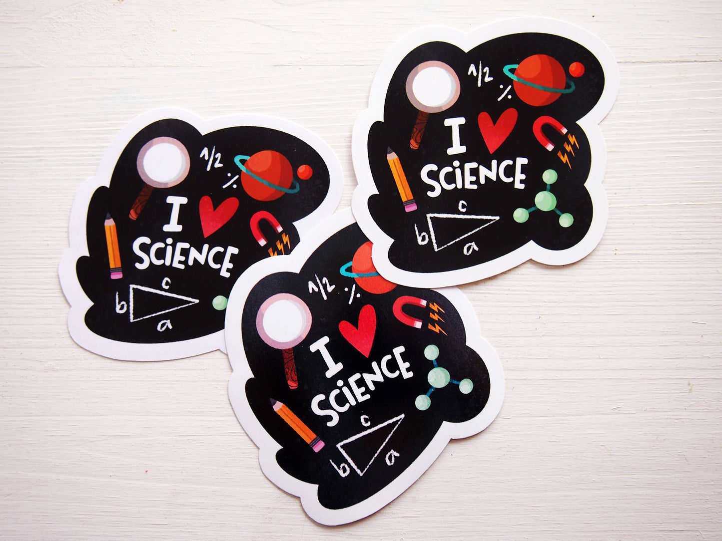 Irene Renon illustrations - Ik hou van wetenschap, vinylsticker, wetenschappelijke geschenken, wetenschapsleraar - The Dreamer's Bookshop.