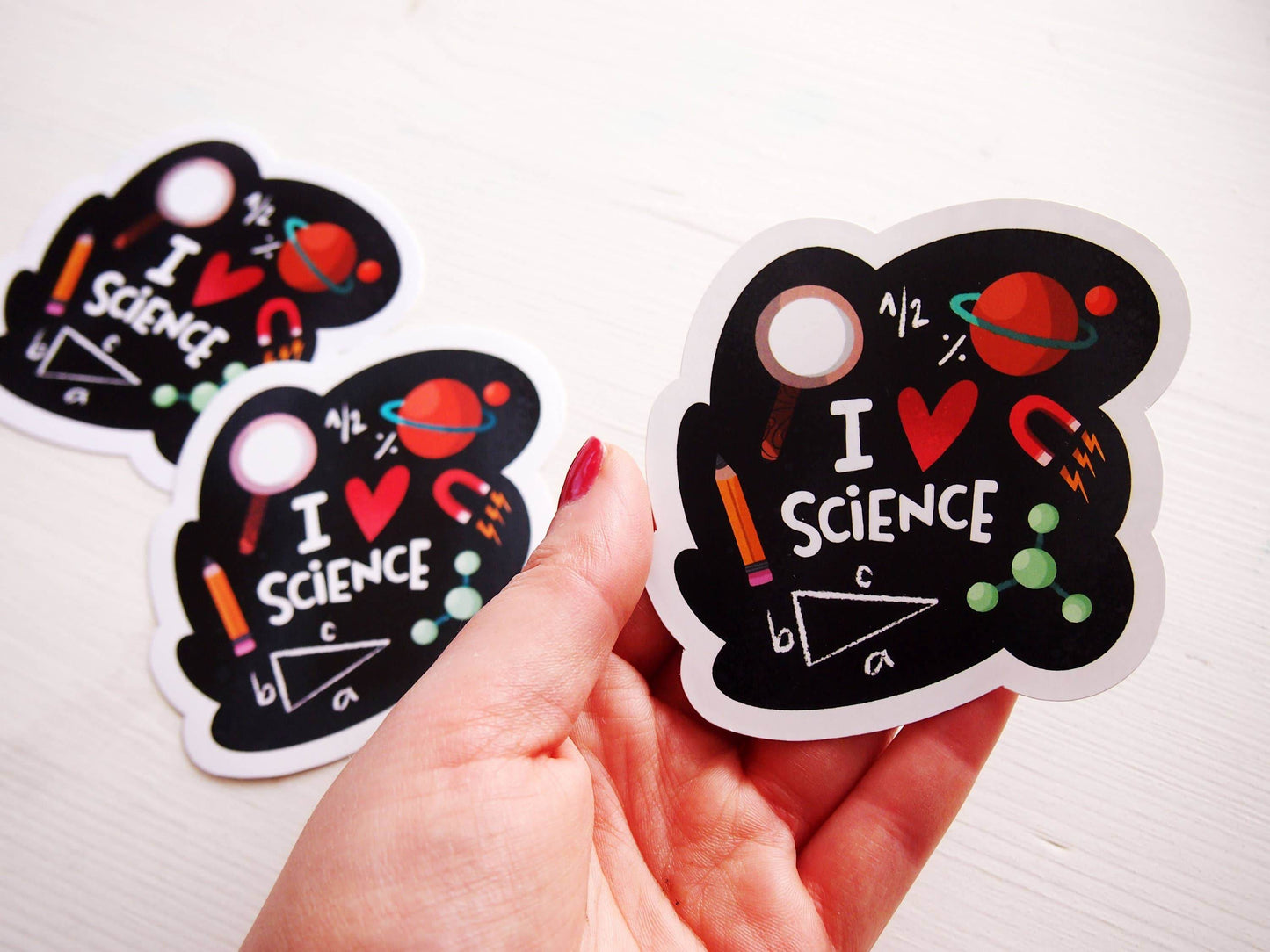 Irene Renon illustrations - Ik hou van wetenschap, vinylsticker, wetenschappelijke geschenken, wetenschapsleraar - The Dreamer's Bookshop.