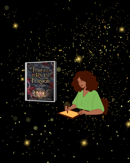 A brown haired woman with a book cover