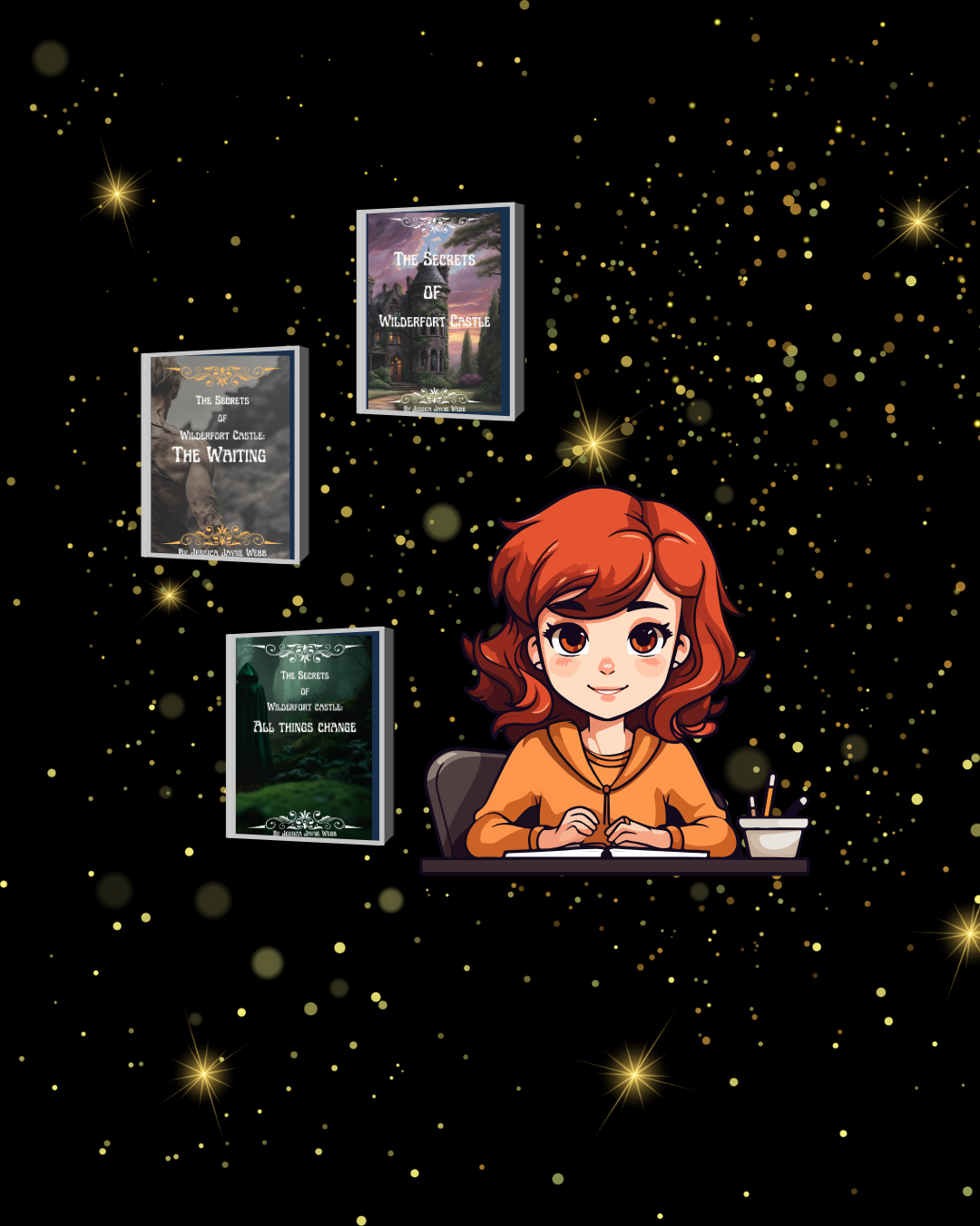 A light brown haired woman with three covers