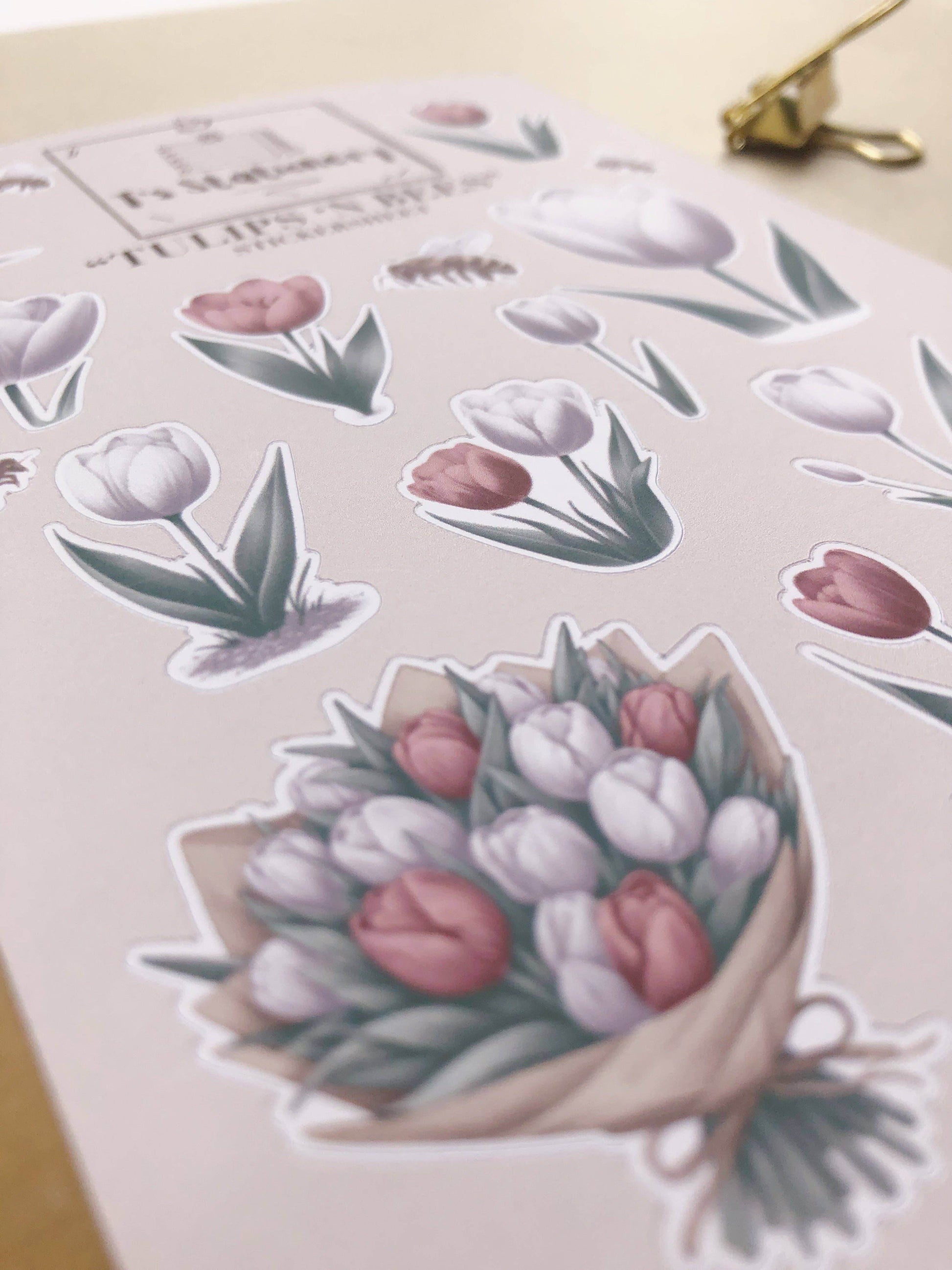 T's Stationery - Stickervel „Tulips 'n Bees” - The Dreamer's Bookshop.