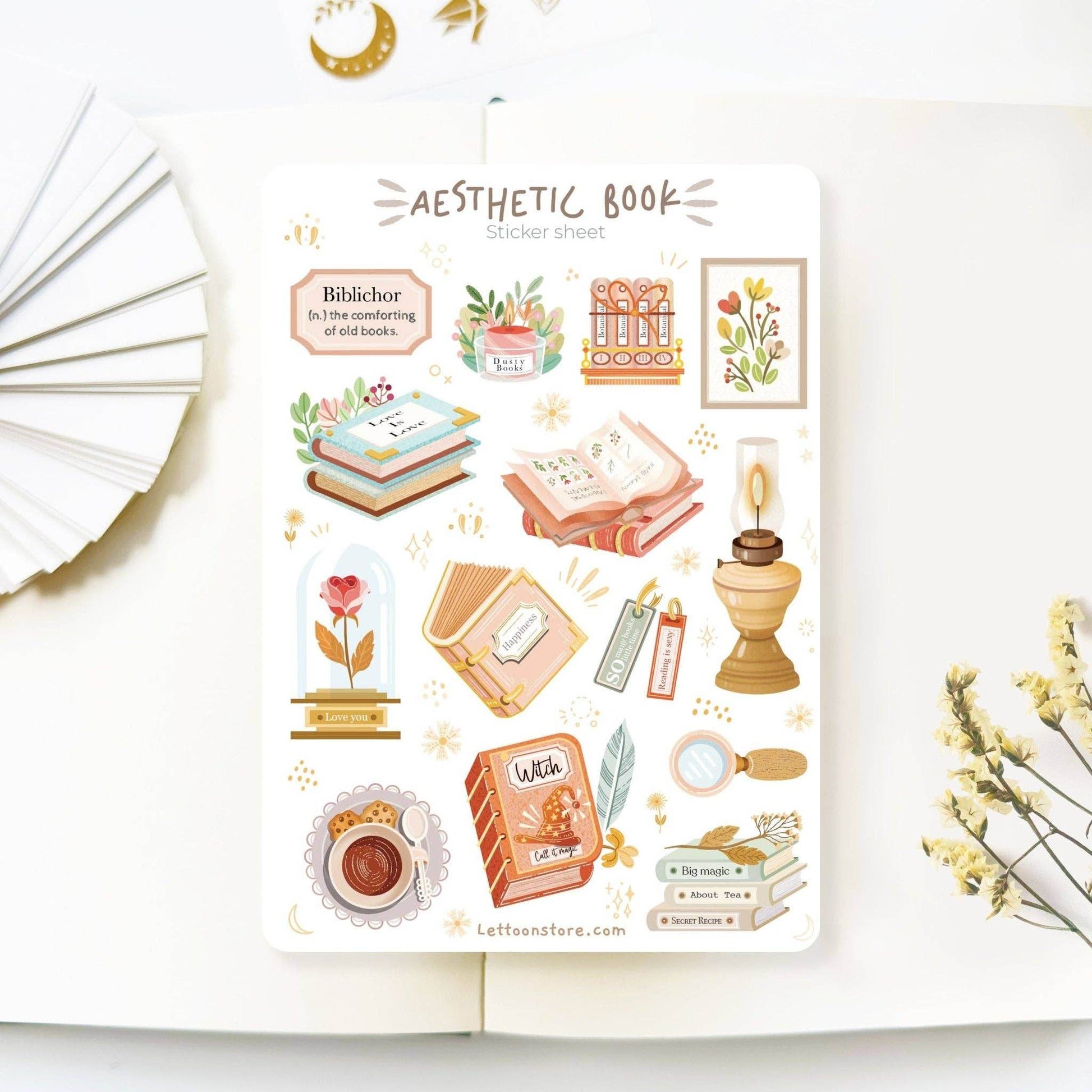 LETTOOn - Stickervel - Esthetisch boek - The Dreamer's Bookshop.