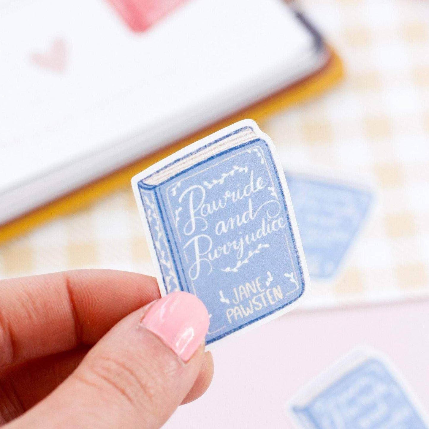 My Sweet Paper Card - Pawride and Purrjudice - Kattenboeksticker - The Dreamer's Bookshop.
