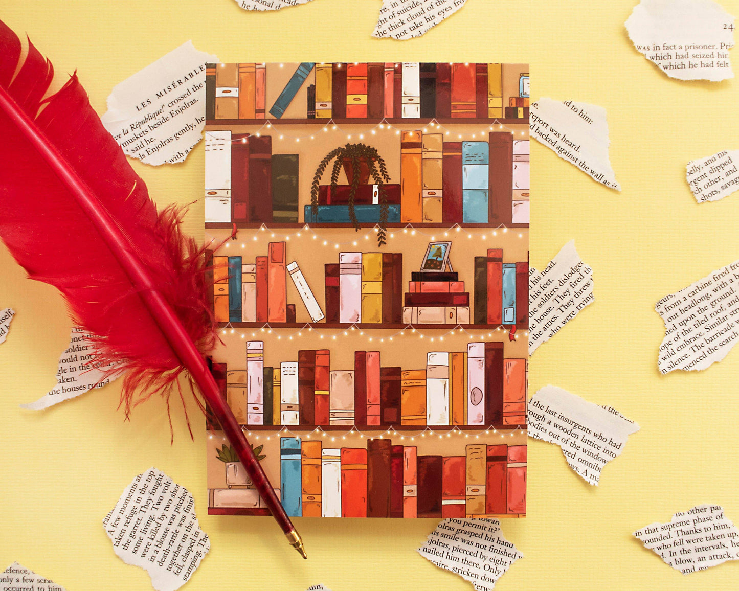 Basically Britt - Bookshelf Postcard with a Bookcase Illustration - The Dreamer's Bookshop.