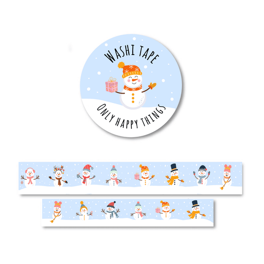 Only Happy Things Stationery - Washi-tape Sweet Snowmen - The Dreamer's Bookshop.