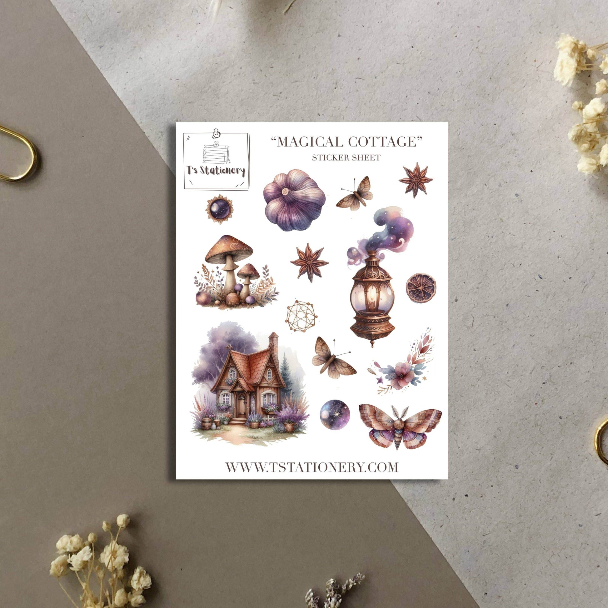 T's Stationery - Washi-stickervel „Magical Cottage” - The Dreamer's Bookshop.
