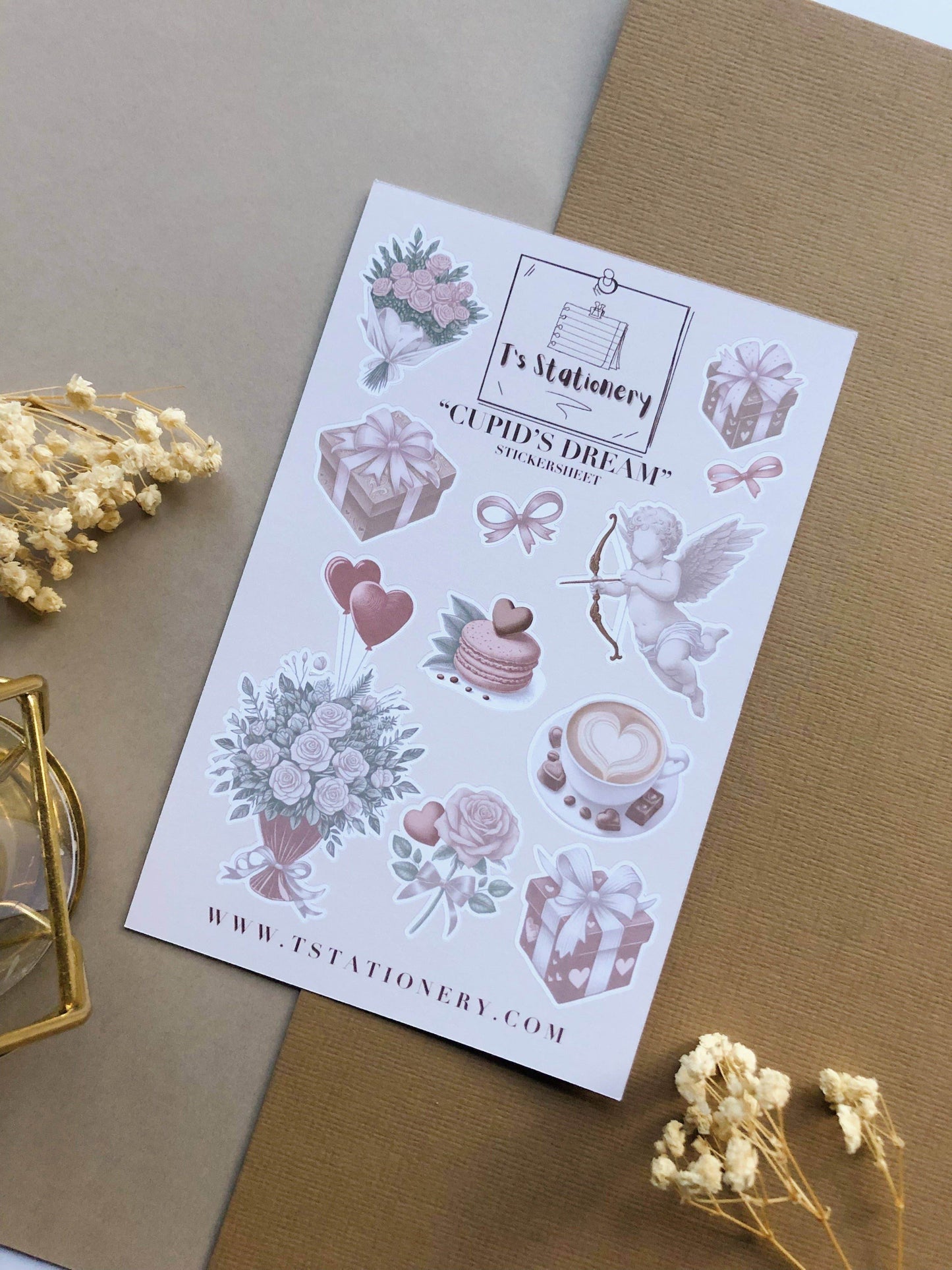 T's Stationery - Stickervel „Cupid's Dream” - The Dreamer's Bookshop.