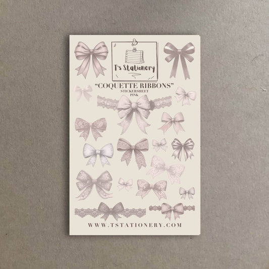 T's Stationery - Stickervel „Coquette Ribons” - The Dreamer's Bookshop.