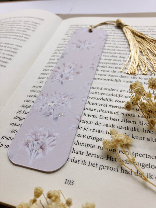 T's Stationery - „Gouden verijdelde bladwijzer met boomjasmijnbloemen” - The Dreamer's Bookshop.