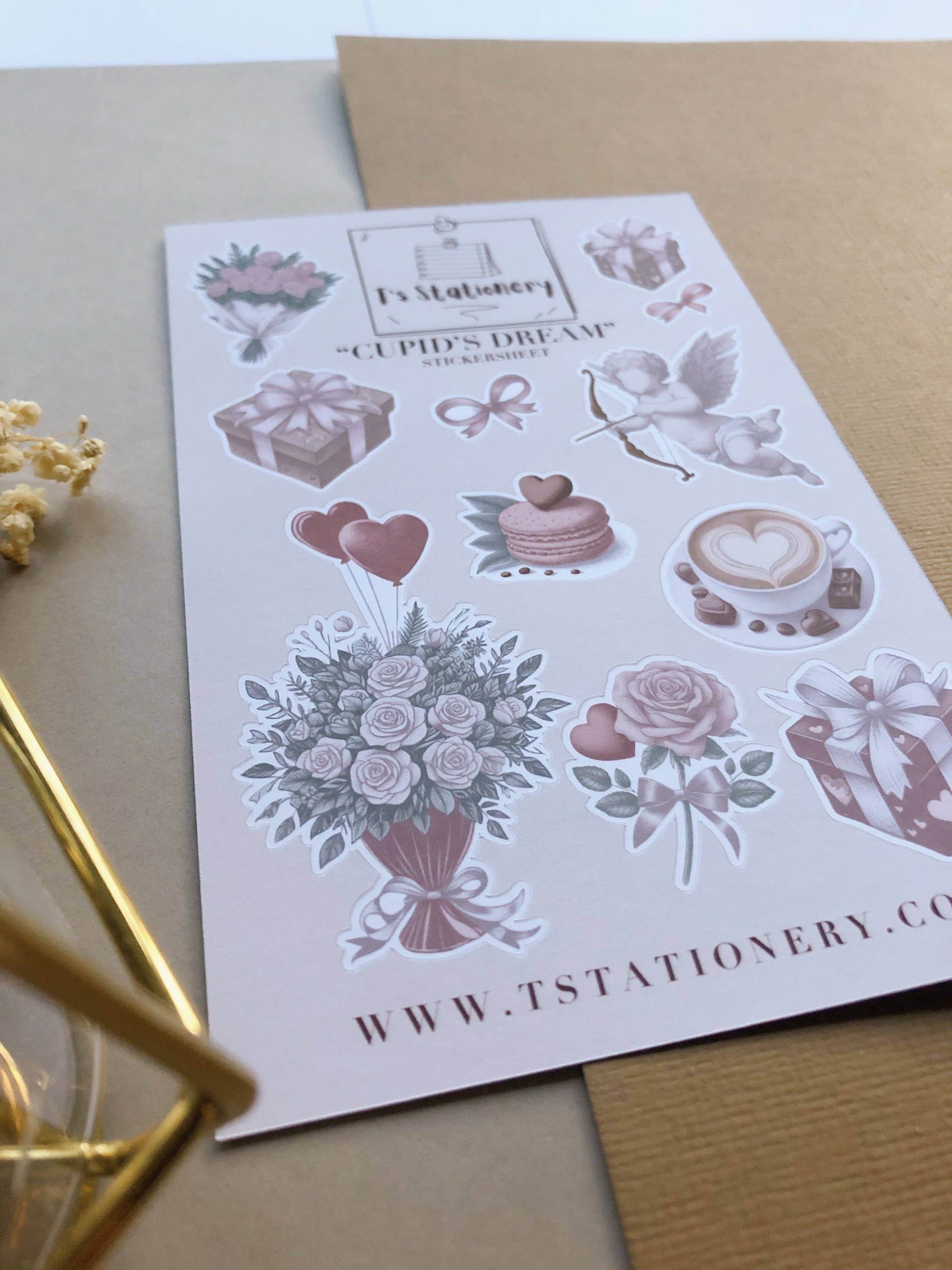T's Stationery - Stickervel „Cupid's Dream” - The Dreamer's Bookshop.