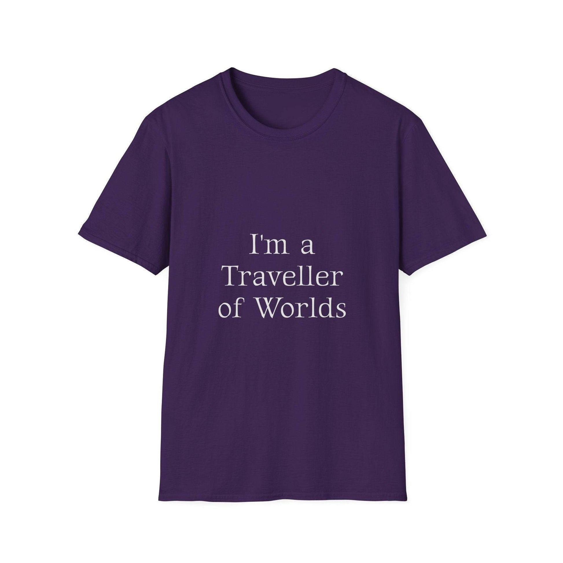 Unisex Softstyle T-Shirt - 'I'm a Traveller of Worlds' & 'Books Take Me Places Far & Beyond' - The Dreamer's Bookshop.