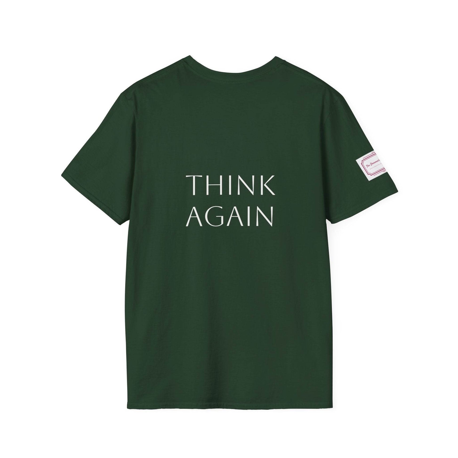 Inspirational Unisex Softstyle T-Shirt - 'Think Again' Motivational Design - The Dreamer's Bookshop.