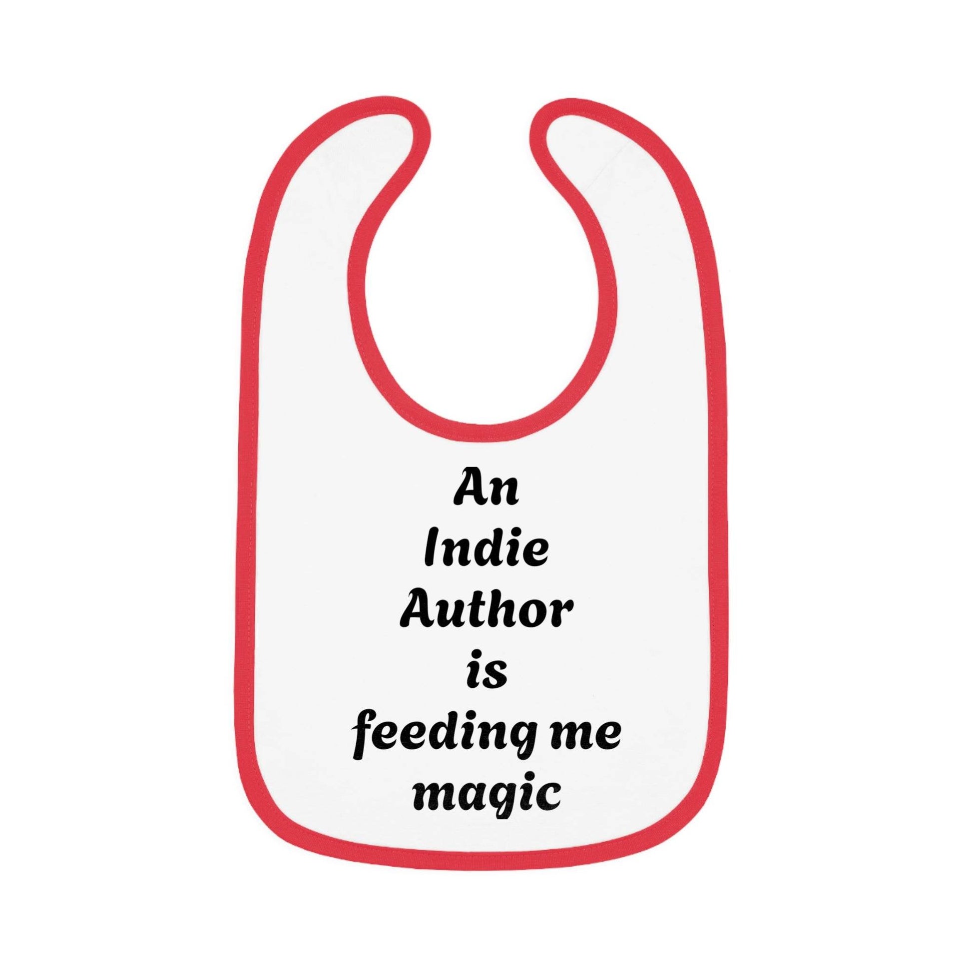 US - Indie Author Baby Bib - Feeding Me Magic Contrast Trim Jersey Bib - The Dreamer's Bookshop.