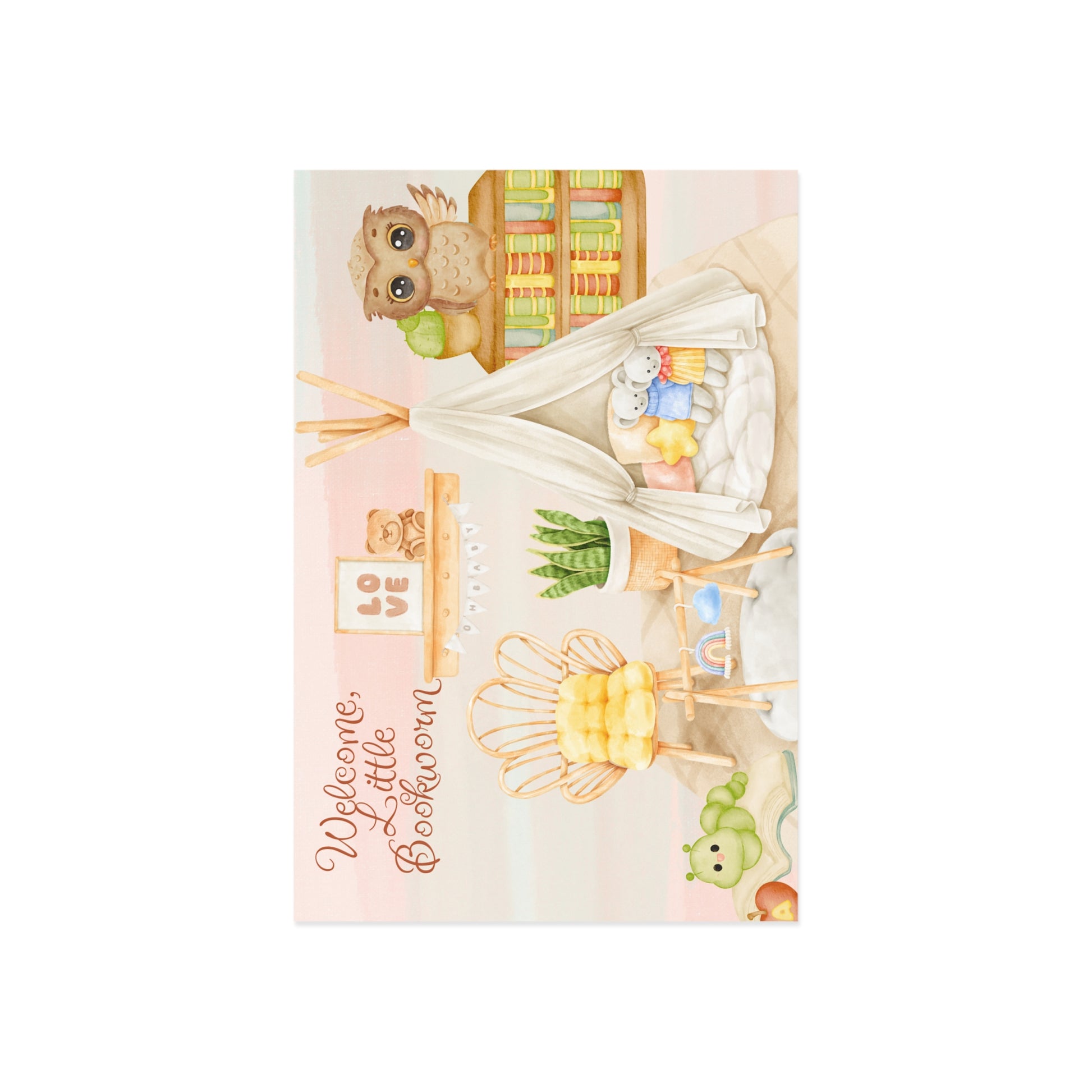 The Dreamer's Bookshop Cute "Bookworm" Baby Card - The Dreamer's Bookshop.