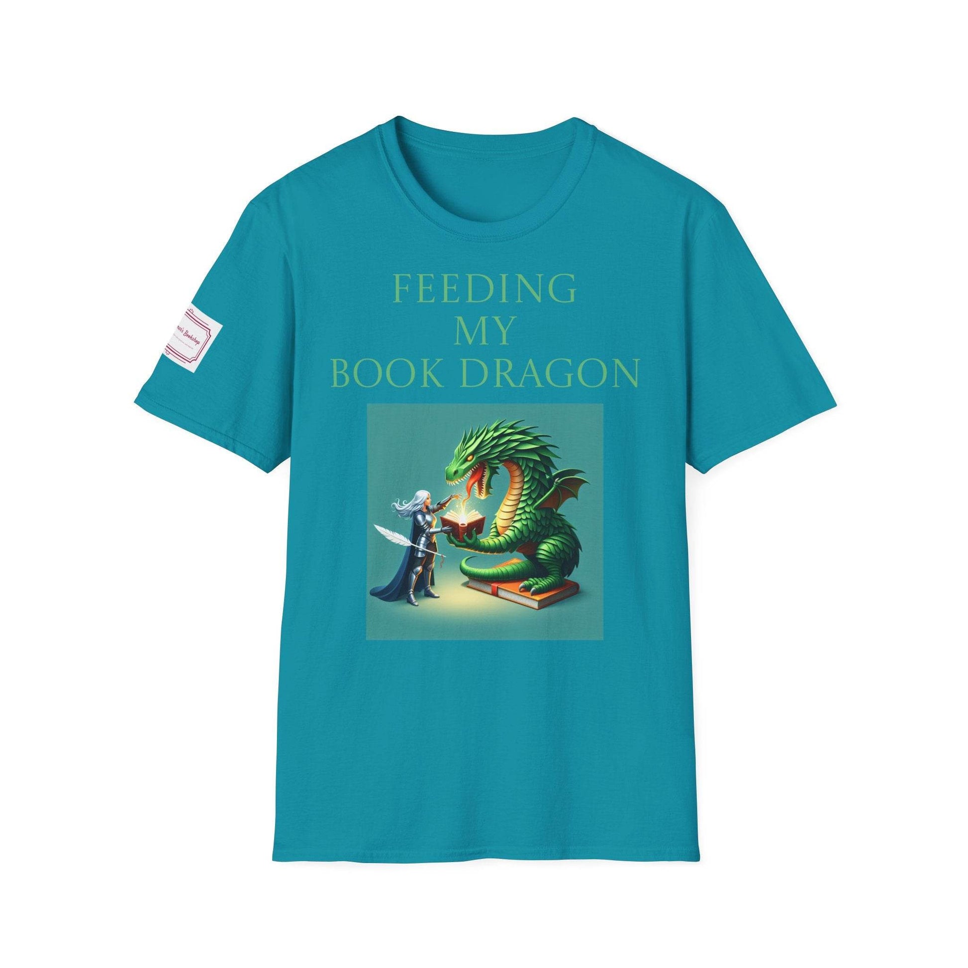 Inspirational Unisex Softstyle T-Shirt - 'Book Dragon' Motivational Design - The Dreamer's Bookshop.