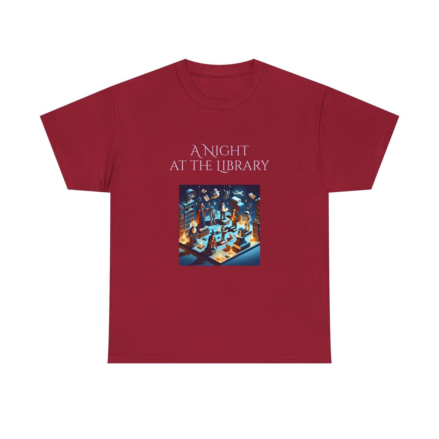 Night at the Library - A Unisex Heavy Cotton Tee - Perfect Gift for Book Lovers - The Dreamer's Bookshop.