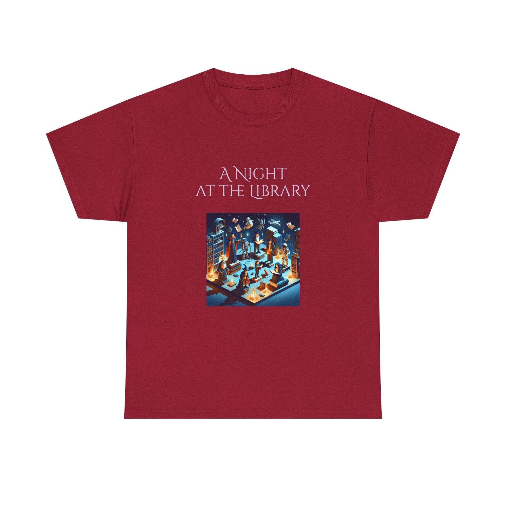 Night at the Library - A Unisex Heavy Cotton Tee - Perfect Gift for Book Lovers - The Dreamer's Bookshop.