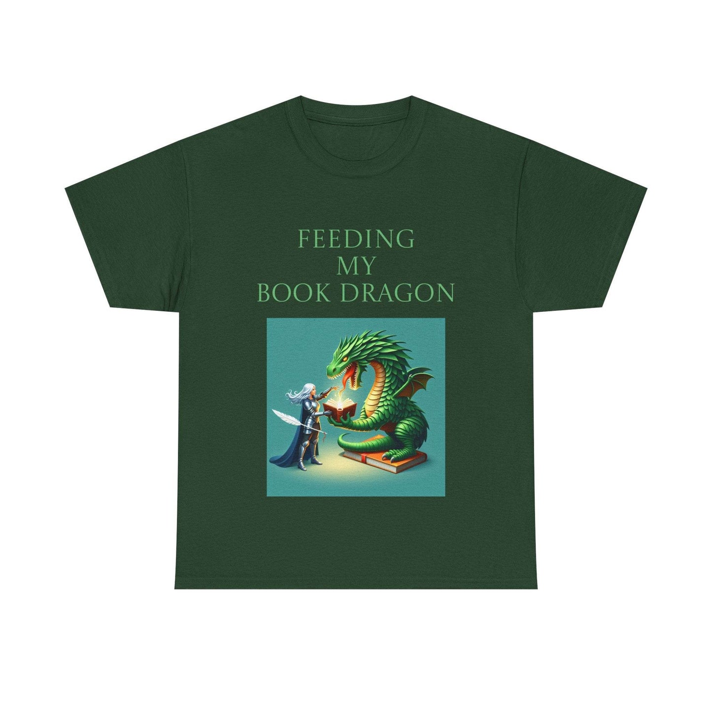 Book Dragon Unisex Heavy Cotton Tee - Creative Writer's Apparel - The Dreamer's Bookshop.