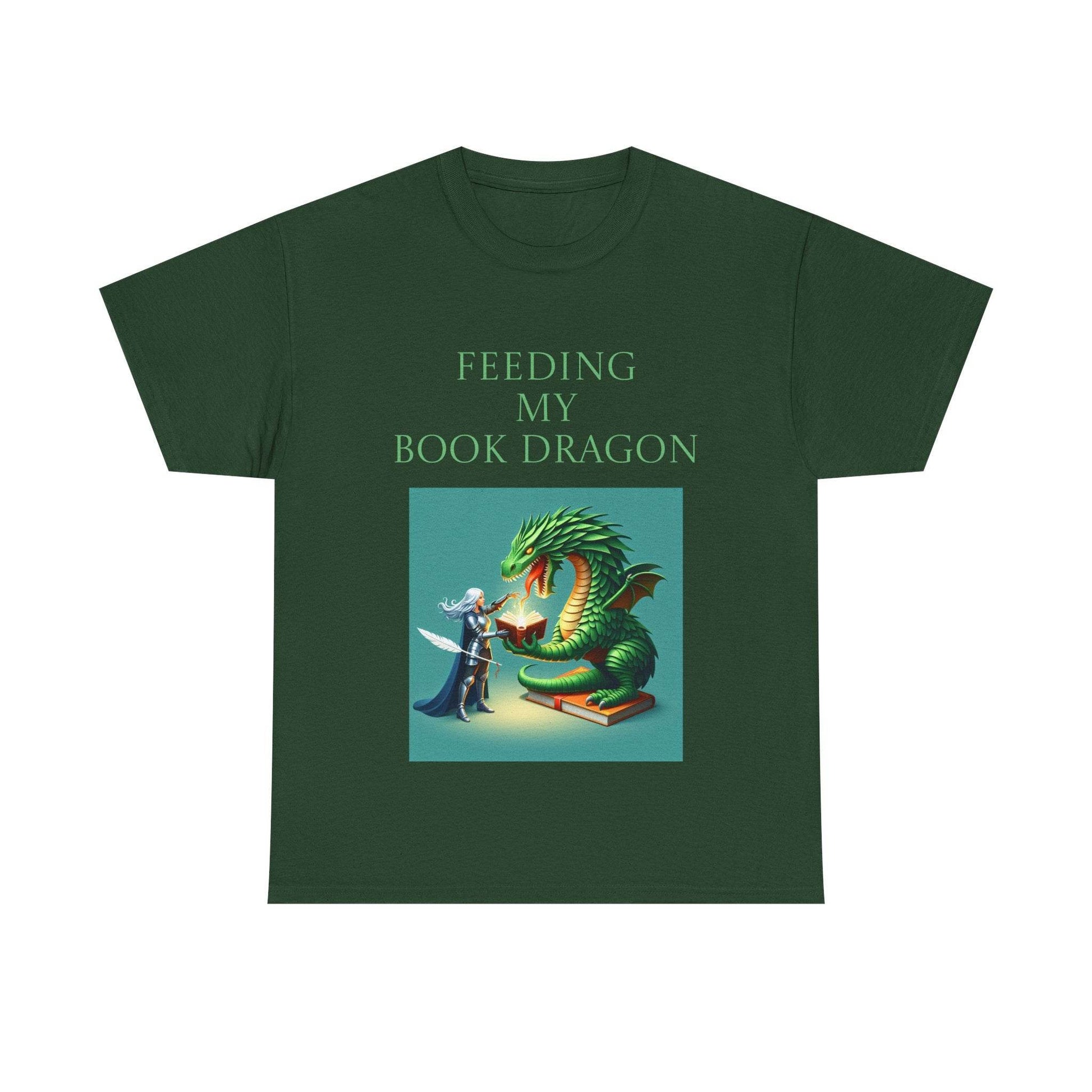 Book Dragon Unisex Heavy Cotton Tee - Creative Writer's Apparel - The Dreamer's Bookshop.