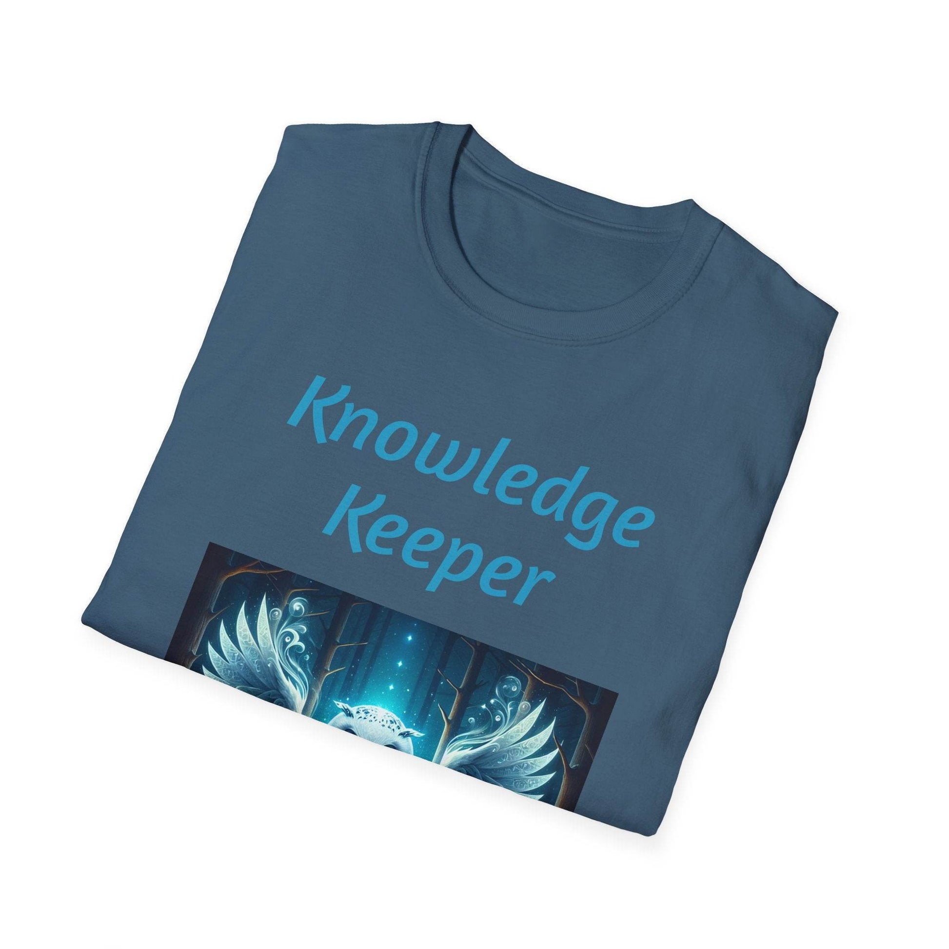 Knowledge Keeper Graphic T-Shirt - Unisex Softstyle Tee, Owl Design - Proud Reader - The Dreamer's Bookshop.