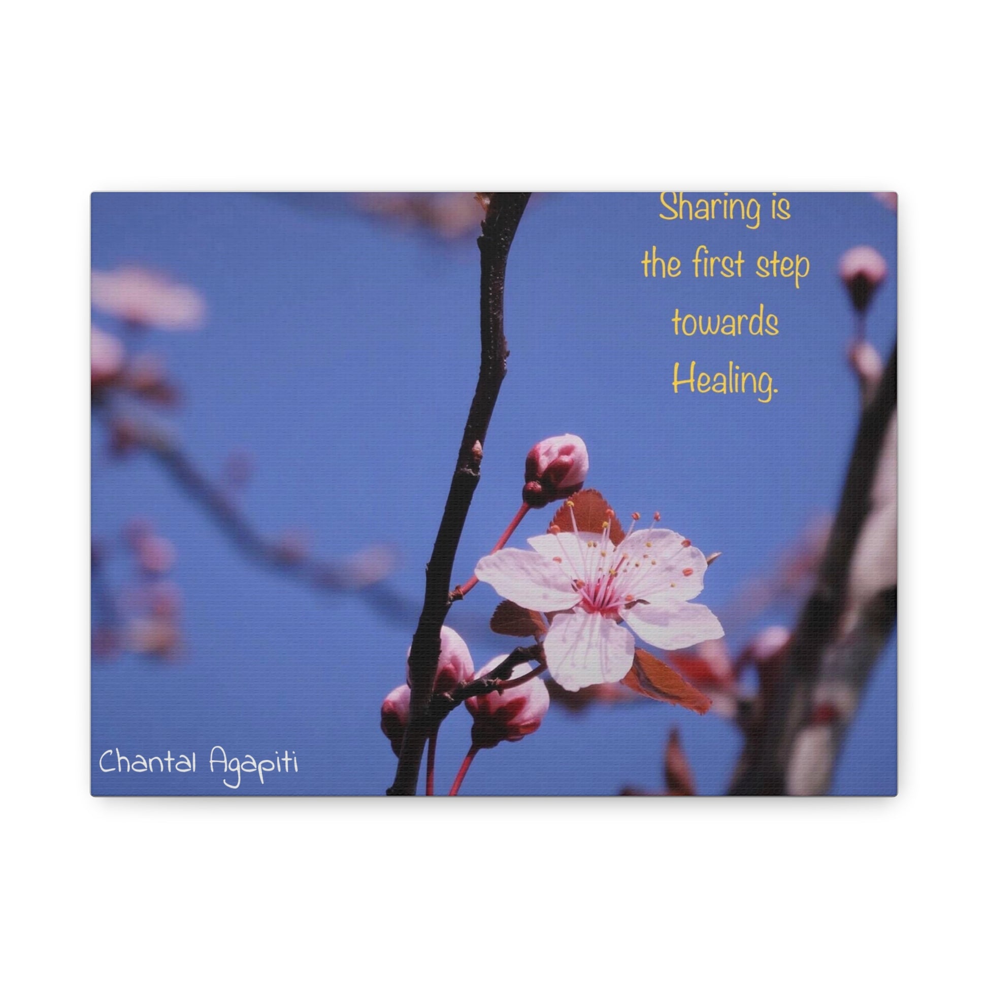 Inspirational Flower Canvas Print - "Sharing is the First Step Towards Healing" - The Dreamer's Bookshop.