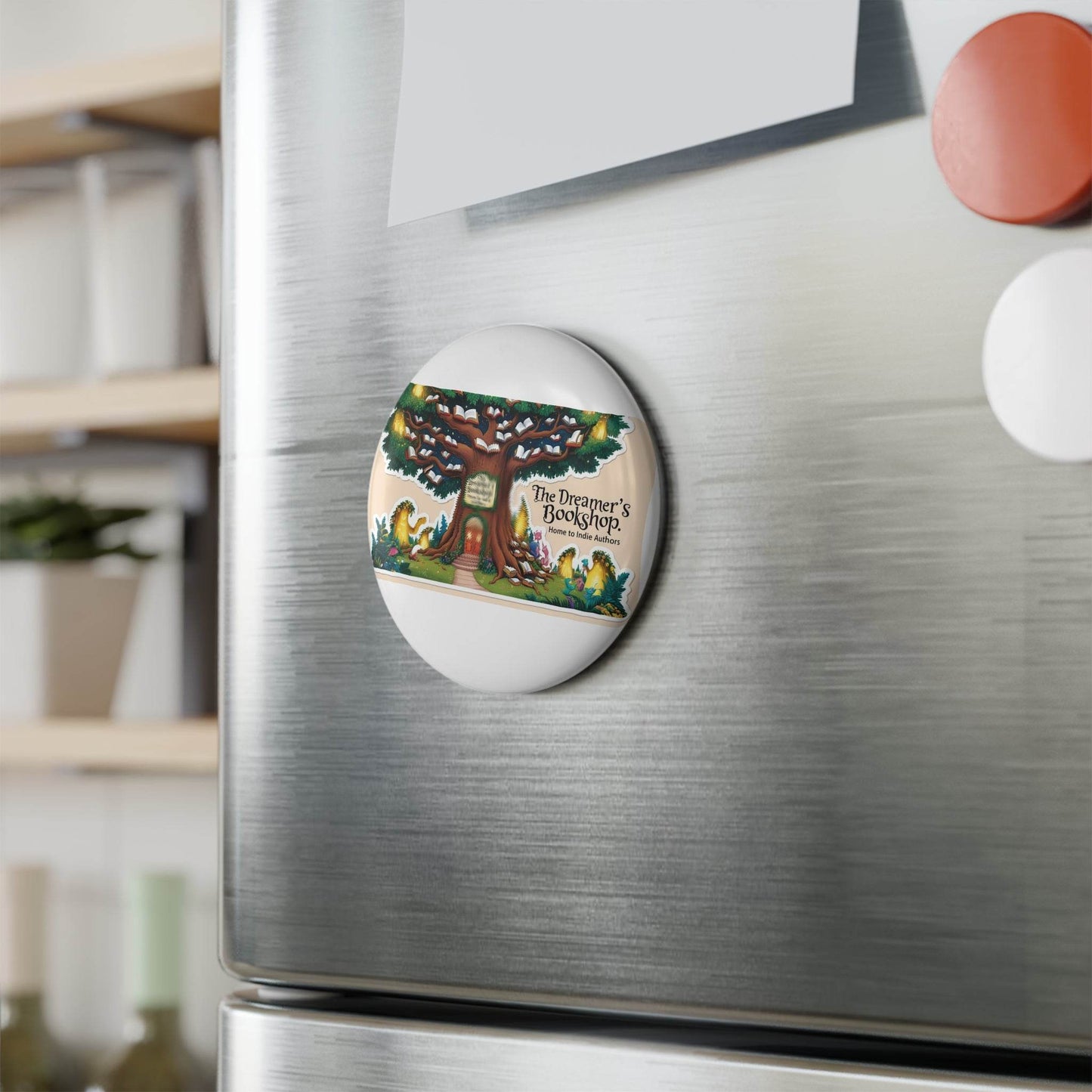 Indie Authors Button Magnet - Home to Indie Authors - Creative Gift for Book Lovers - The Dreamer's Bookshop.