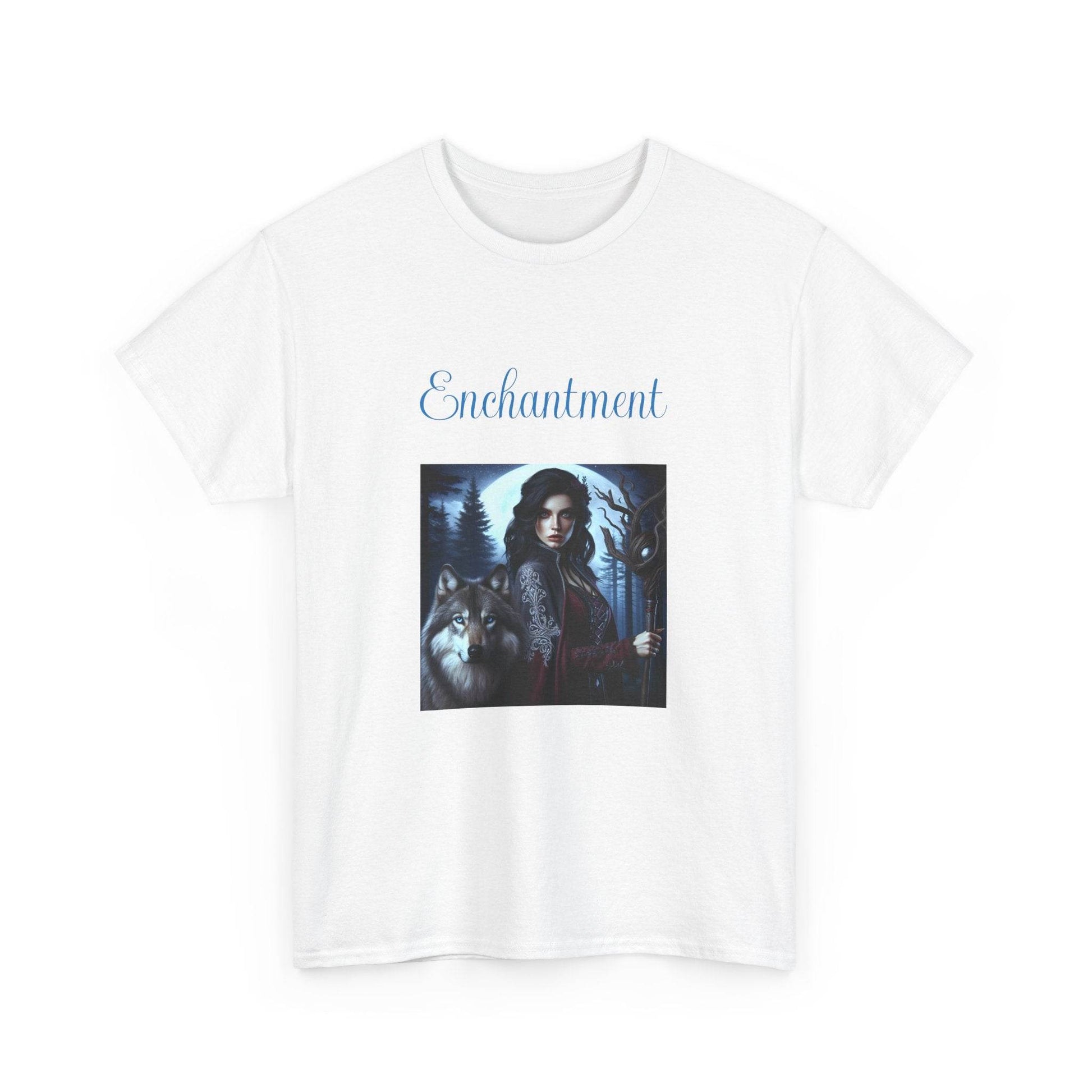 Enchanting Wolf Graphic Tee - Unisex Heavy Cotton T-Shirt for Nature Lovers - The Dreamer's Bookshop.