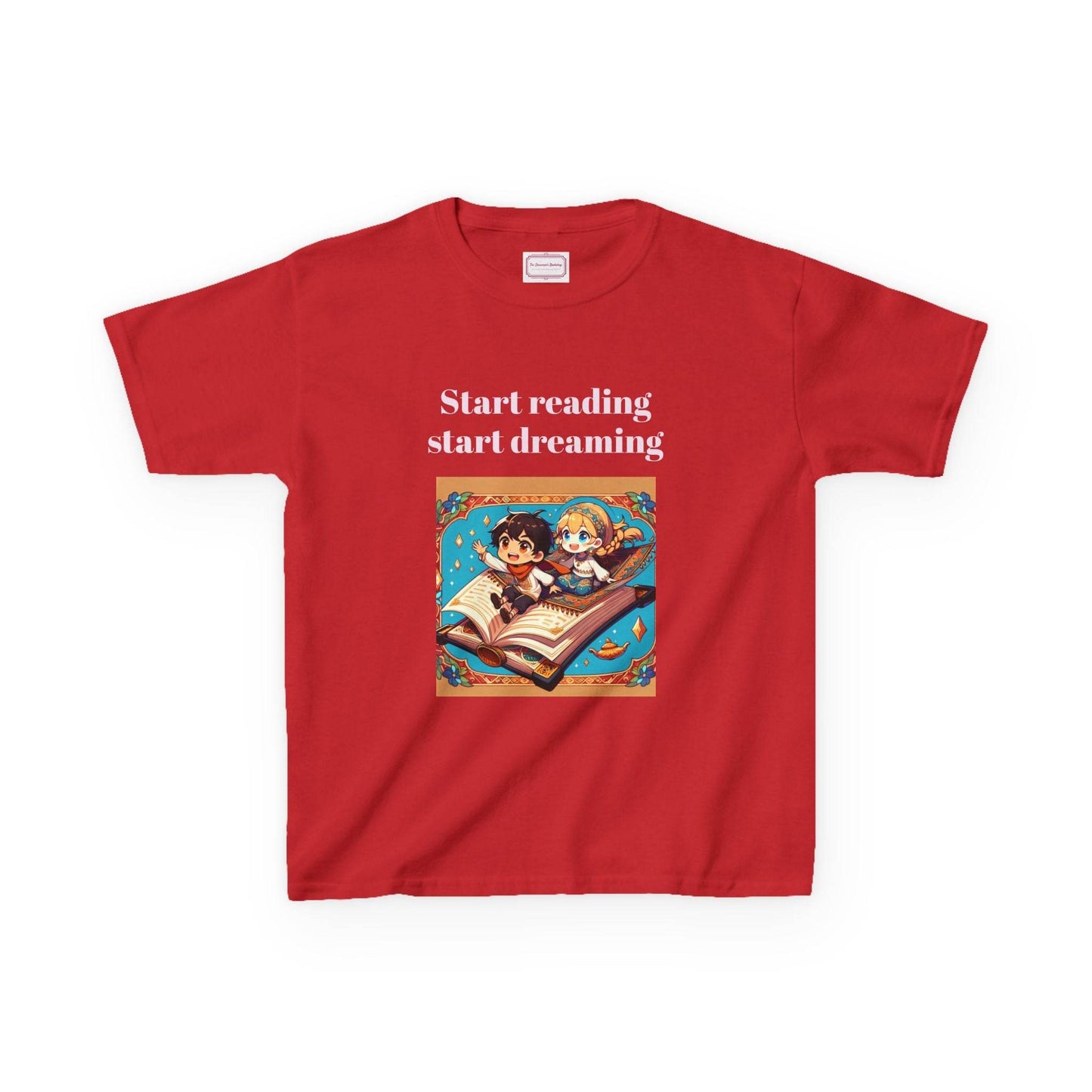 AU - Kids Heavy Cotton™ Tee - Start Reading Start Dreaming - Inspirational Youth T-Shirt - The Dreamer's Bookshop.