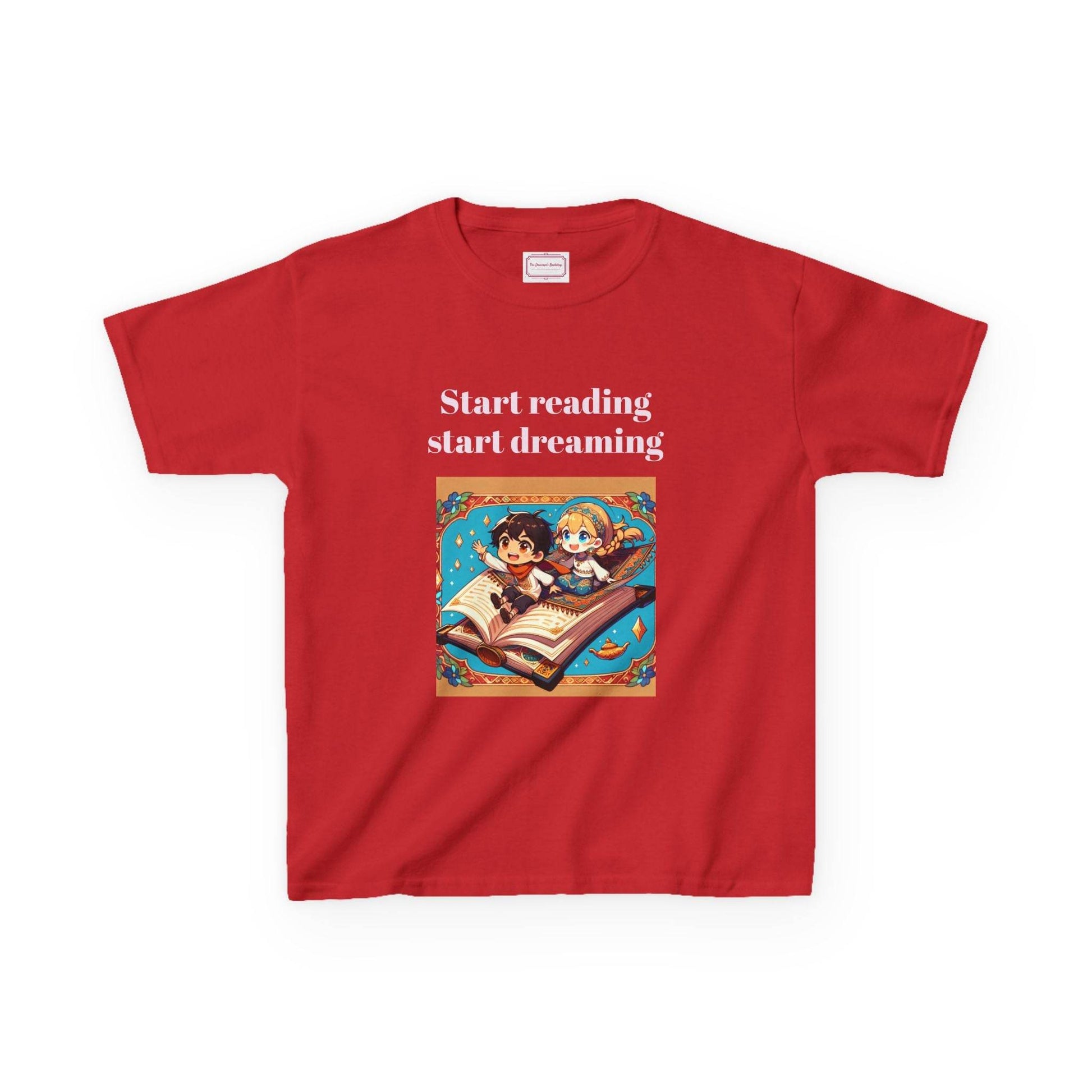 AU - Kids Heavy Cotton™ Tee - Start Reading Start Dreaming - Inspirational Youth T-Shirt - The Dreamer's Bookshop.