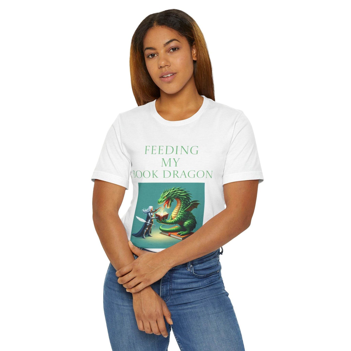 Unisex Jersey T-Shirt - Book Dragon - The Dreamer's Bookshop.