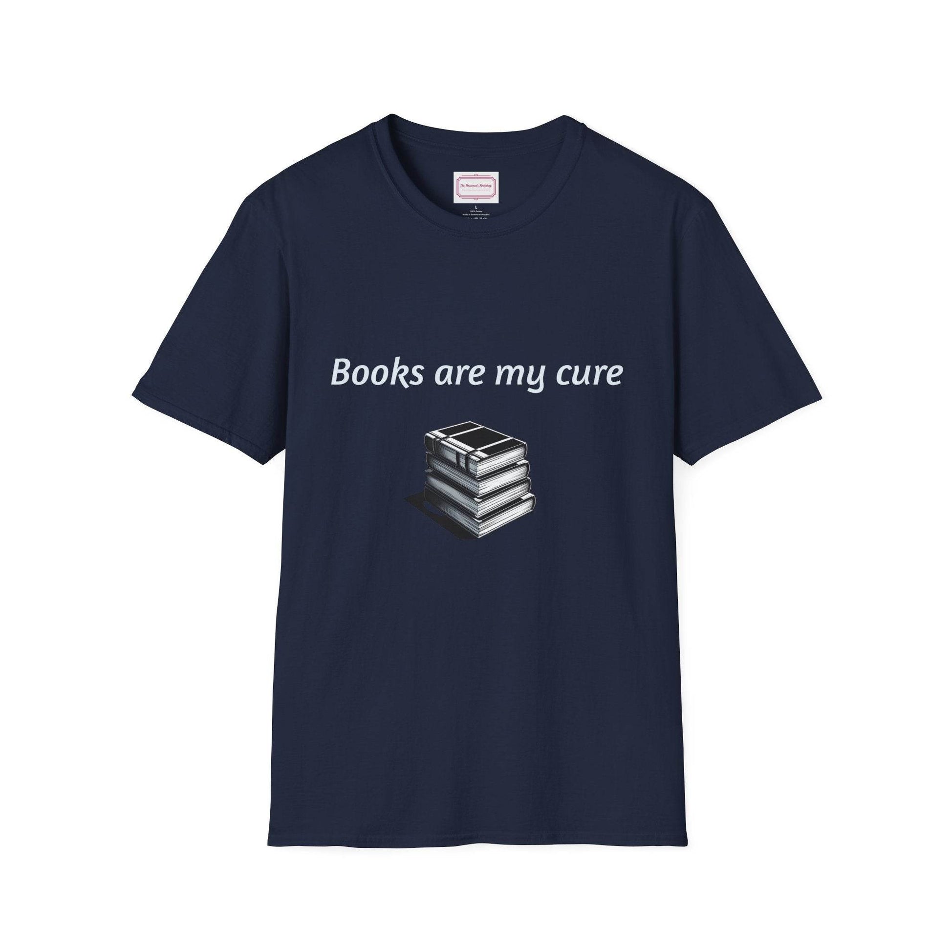 Inspirational Unisex Softstyle T-Shirt - Books are my cure - The Dreamer's Bookshop.