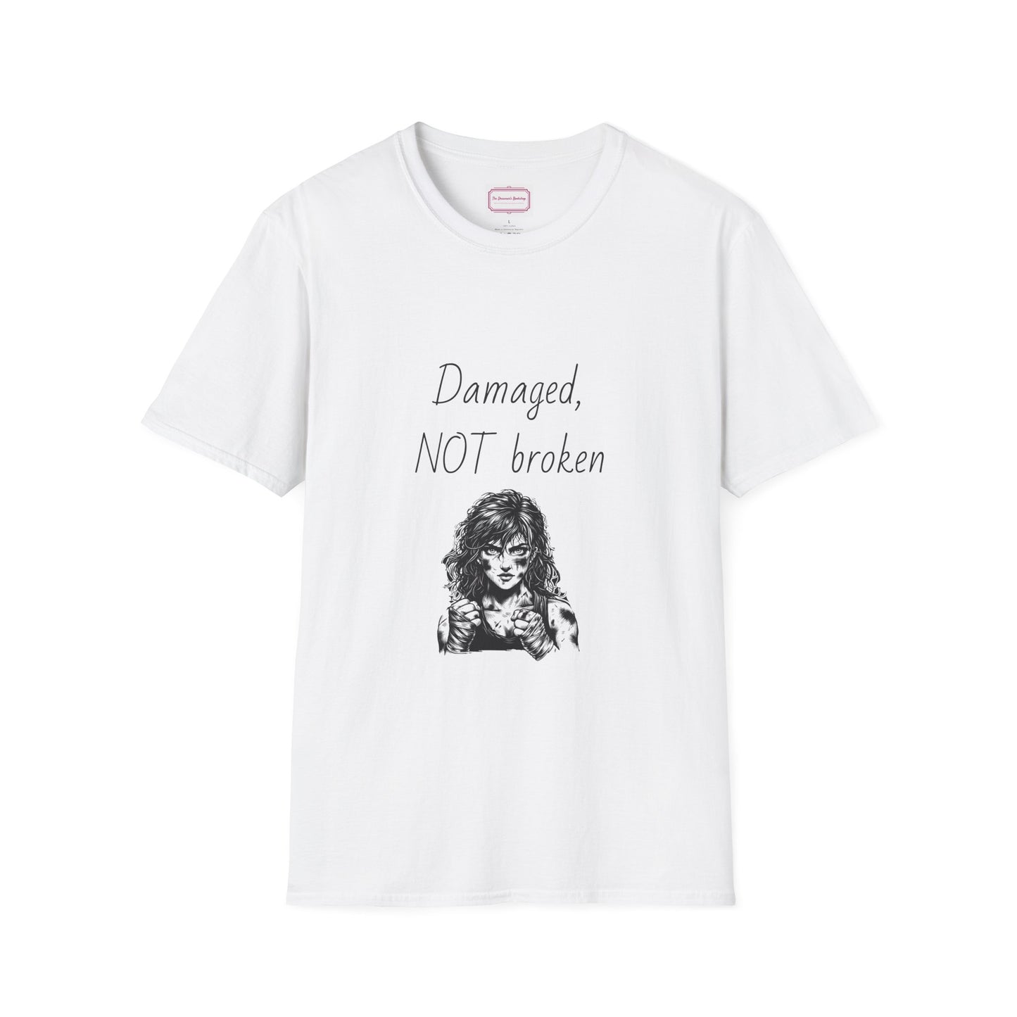 Inspirational Unisex Softstyle T-Shirt - "Damaged, NOT broken" - The Dreamer's Bookshop.