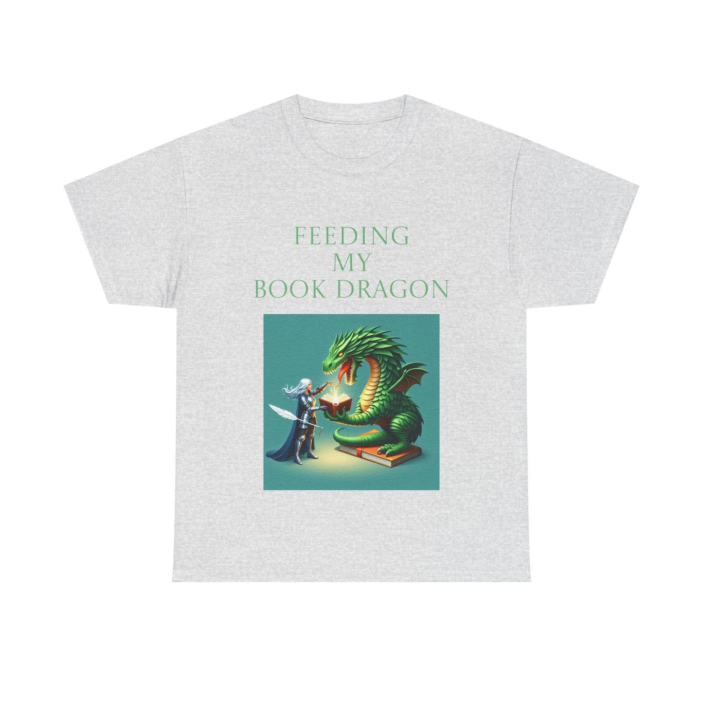 Book Dragon Unisex Heavy Cotton Tee - Creative Writer's Apparel - The Dreamer's Bookshop.