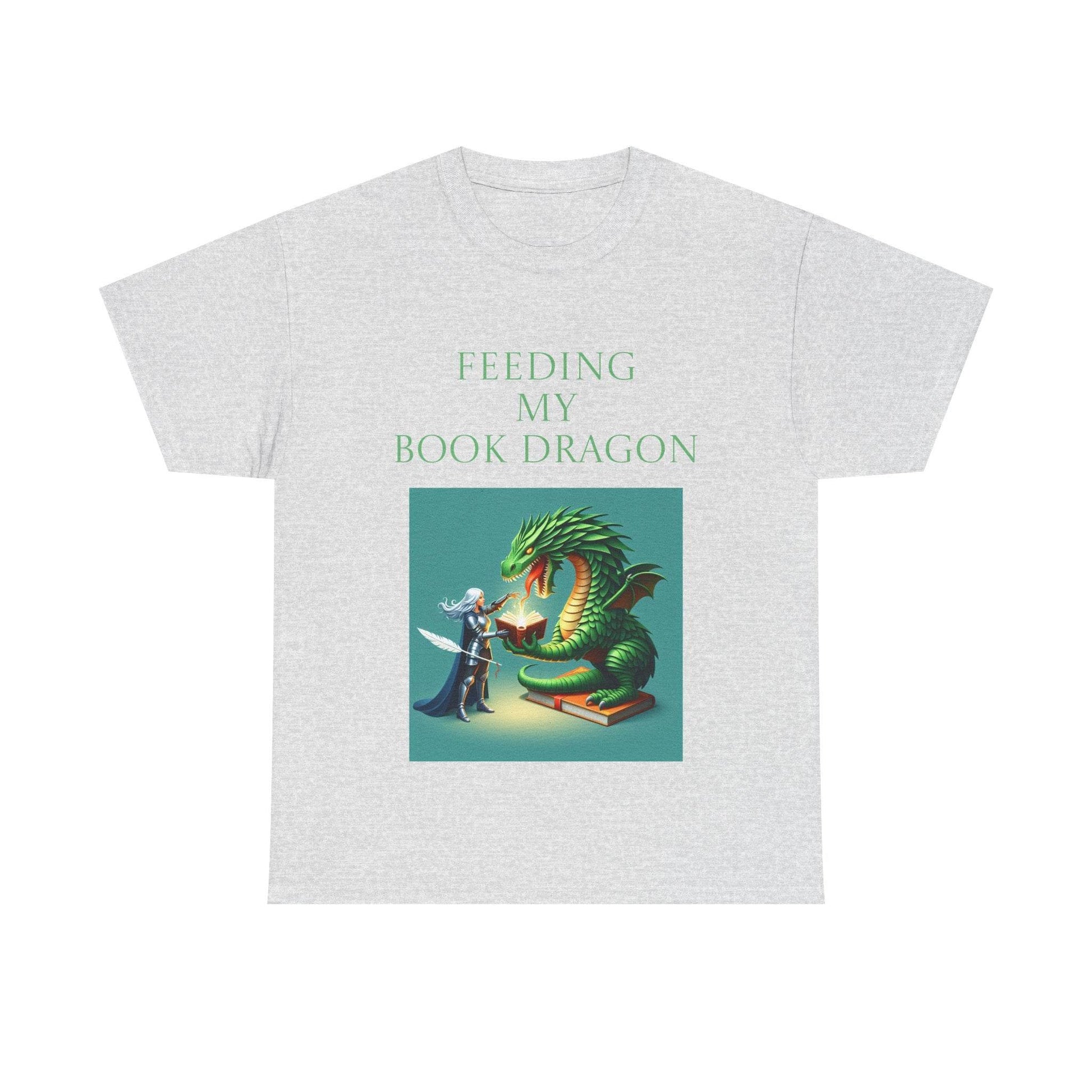 Book Dragon Unisex Heavy Cotton Tee - Creative Writer's Apparel - The Dreamer's Bookshop.